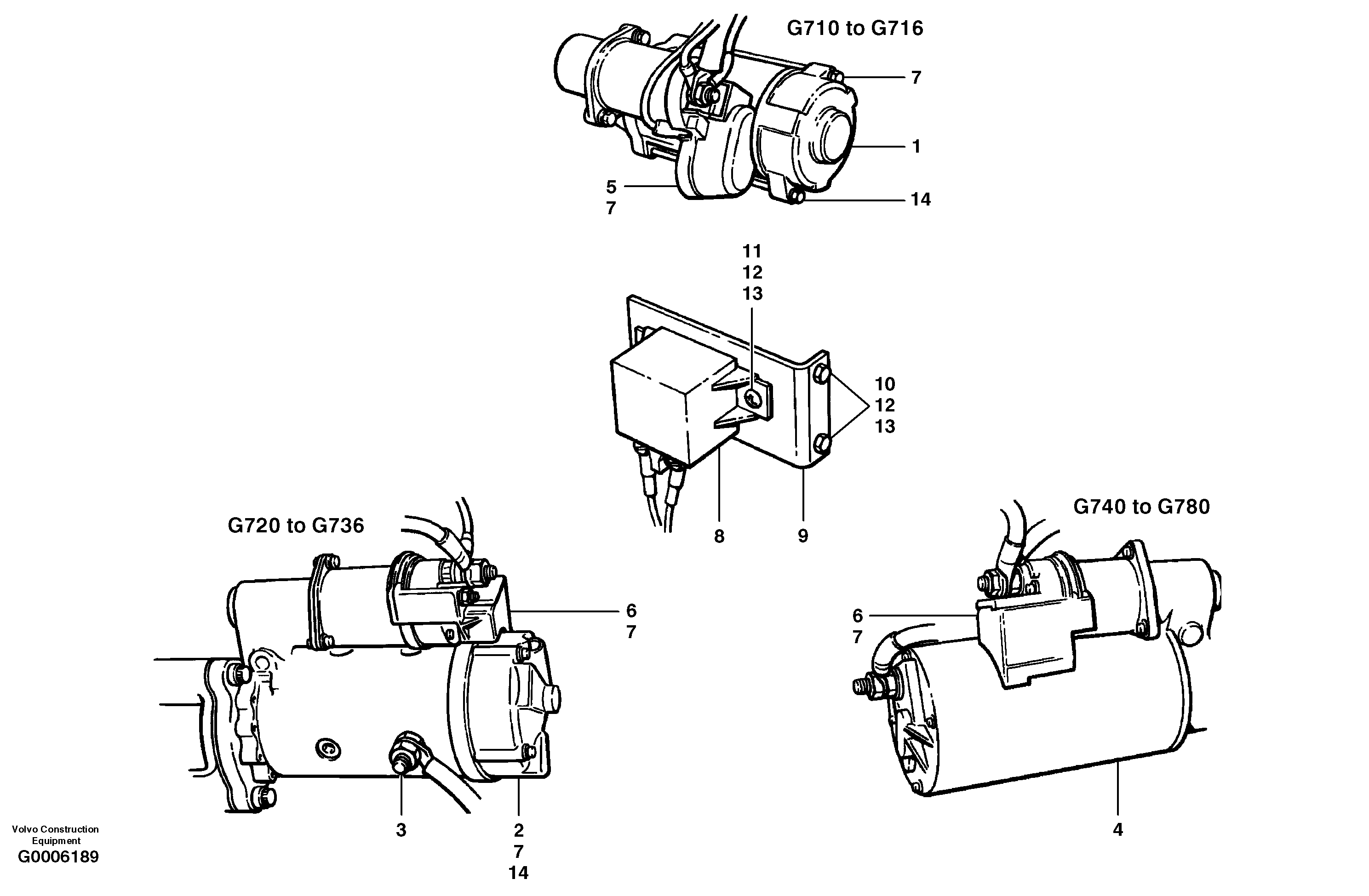 Схема запчастей Volvo G700 MODELS S/N 33000 - - 22937 Starter motor 