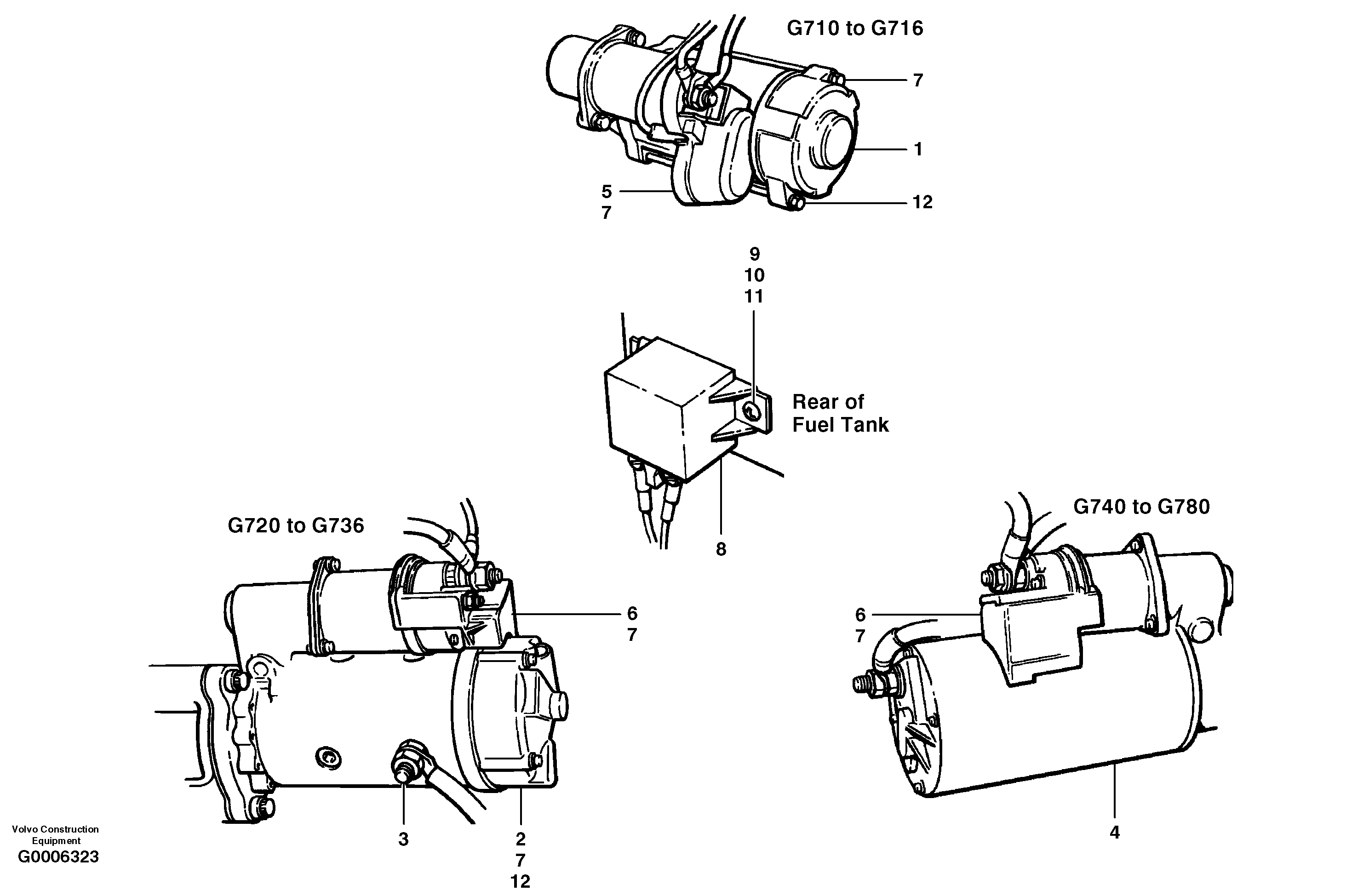 Схема запчастей Volvo G700 MODELS S/N 33000 - - 22938 Starter motor 