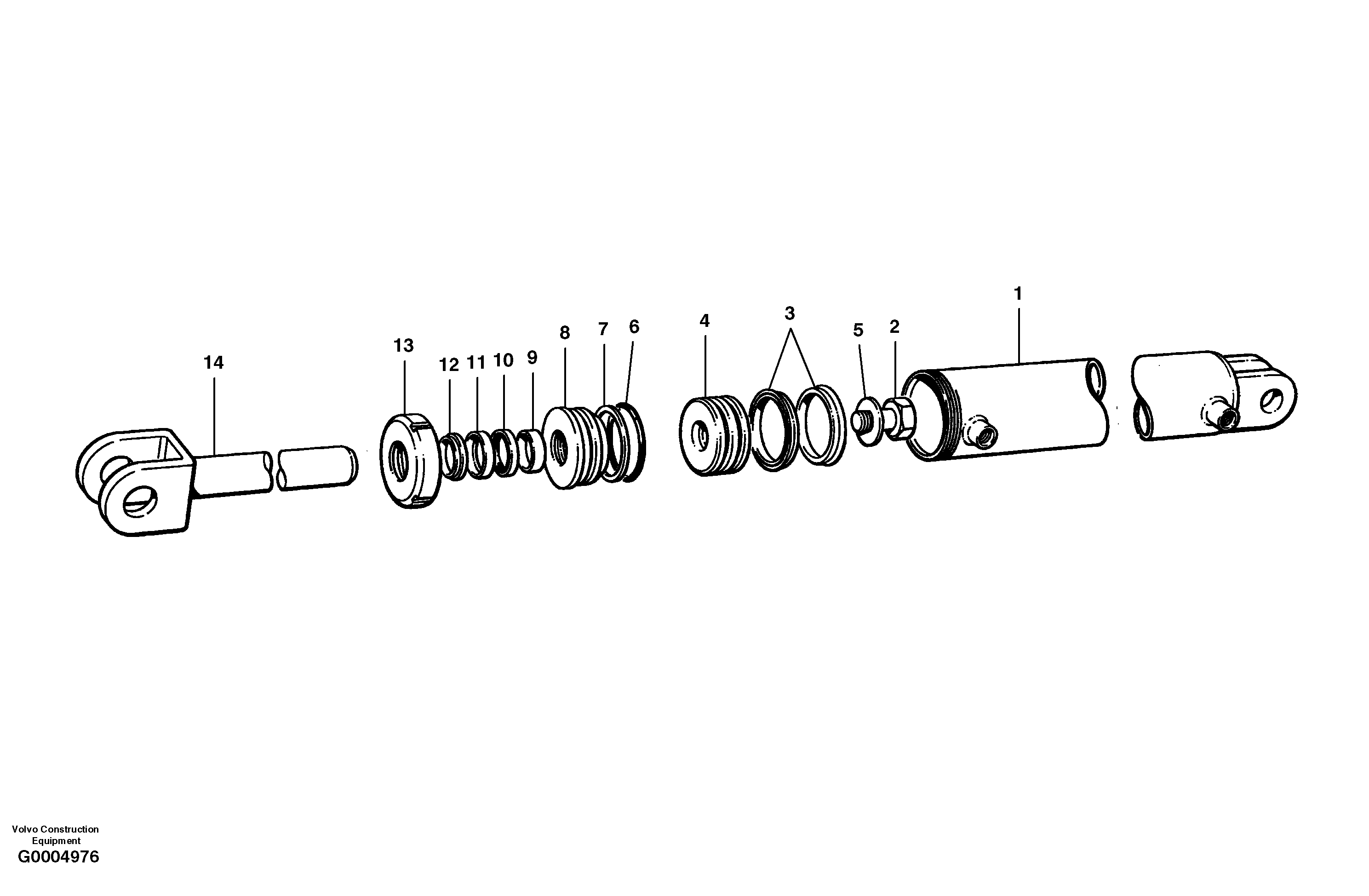 Схема запчастей Volvo G700 MODELS S/N 33000 - - 41192 Blade tilt cylinder 