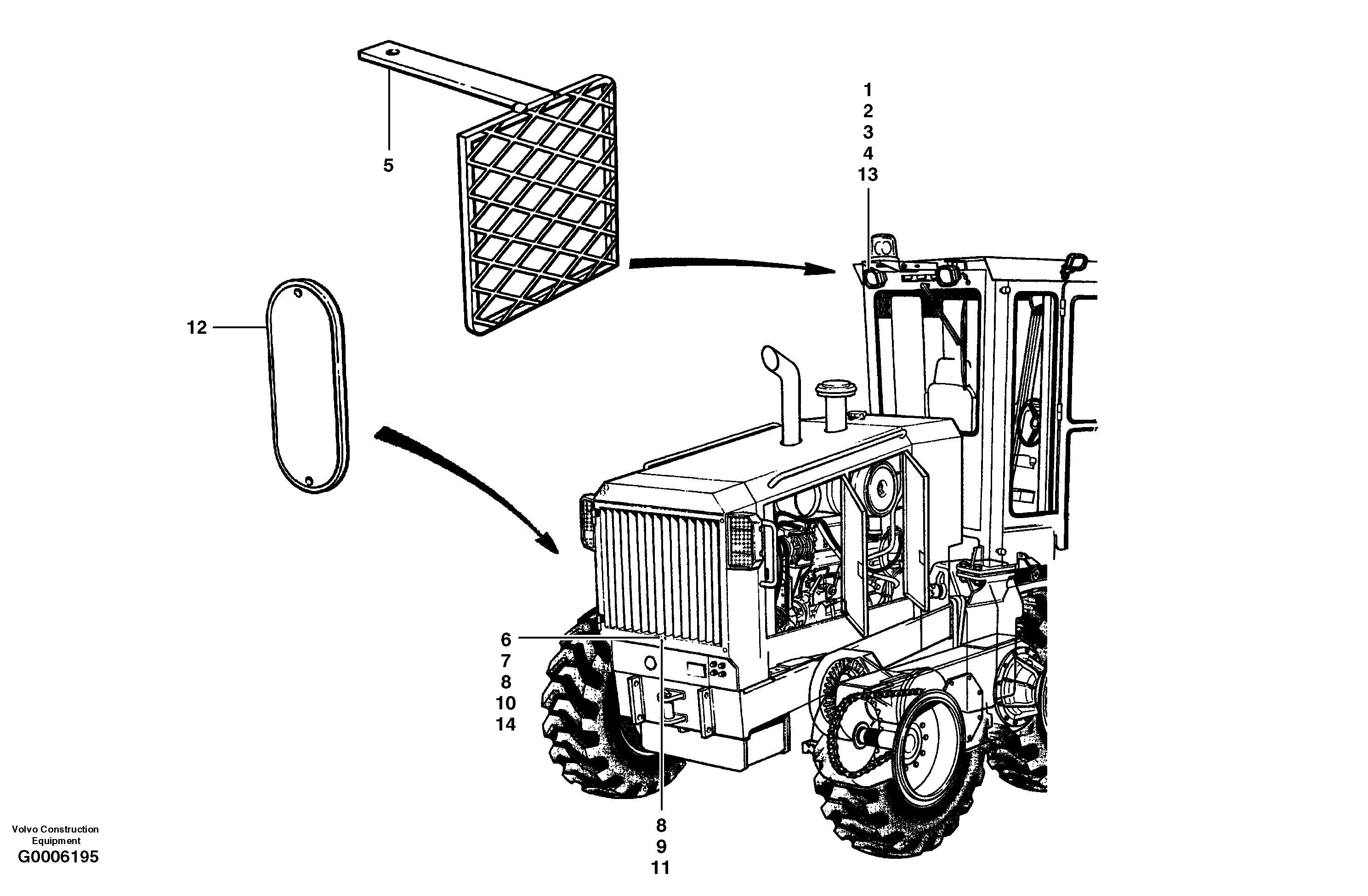 Схема запчастей Volvo G700 MODELS S/N 33000 - - 46083 Extra lights - rear 