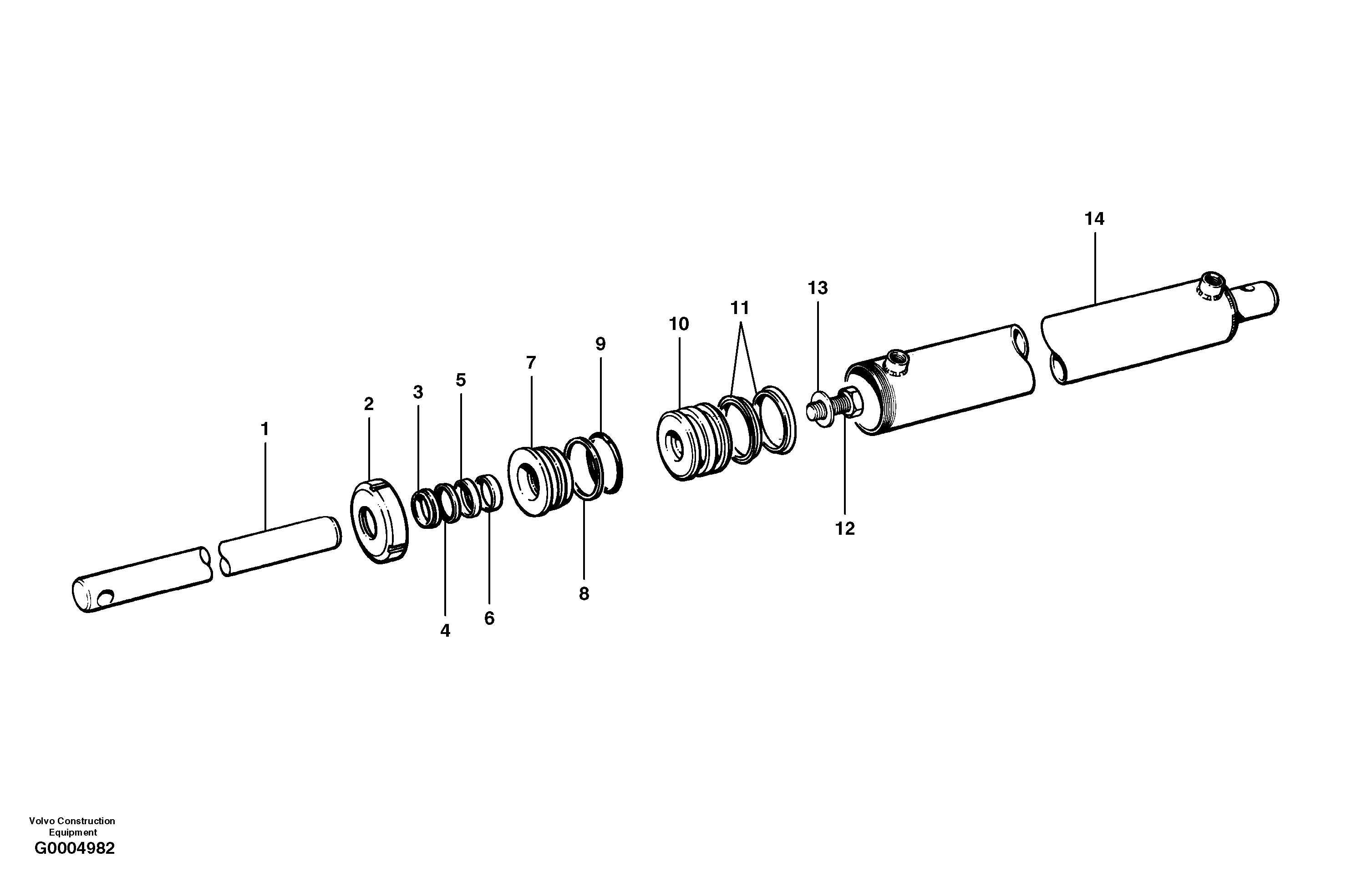 Схема запчастей Volvo G700 MODELS S/N 33000 - - 50839 Slide shift cylinder 