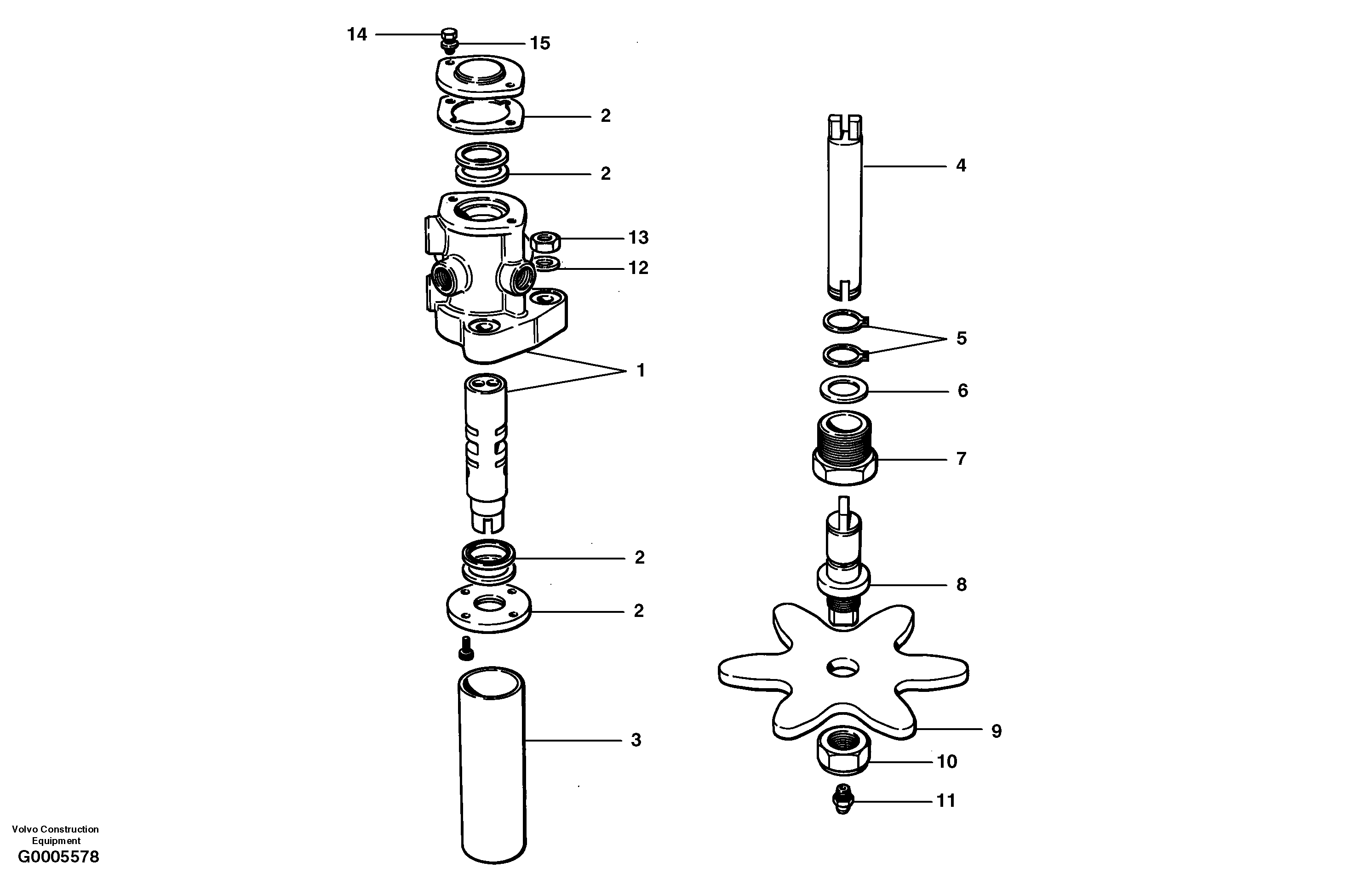 Схема запчастей Volvo G700 MODELS S/N 33000 - - 103952 Circle turn valve 