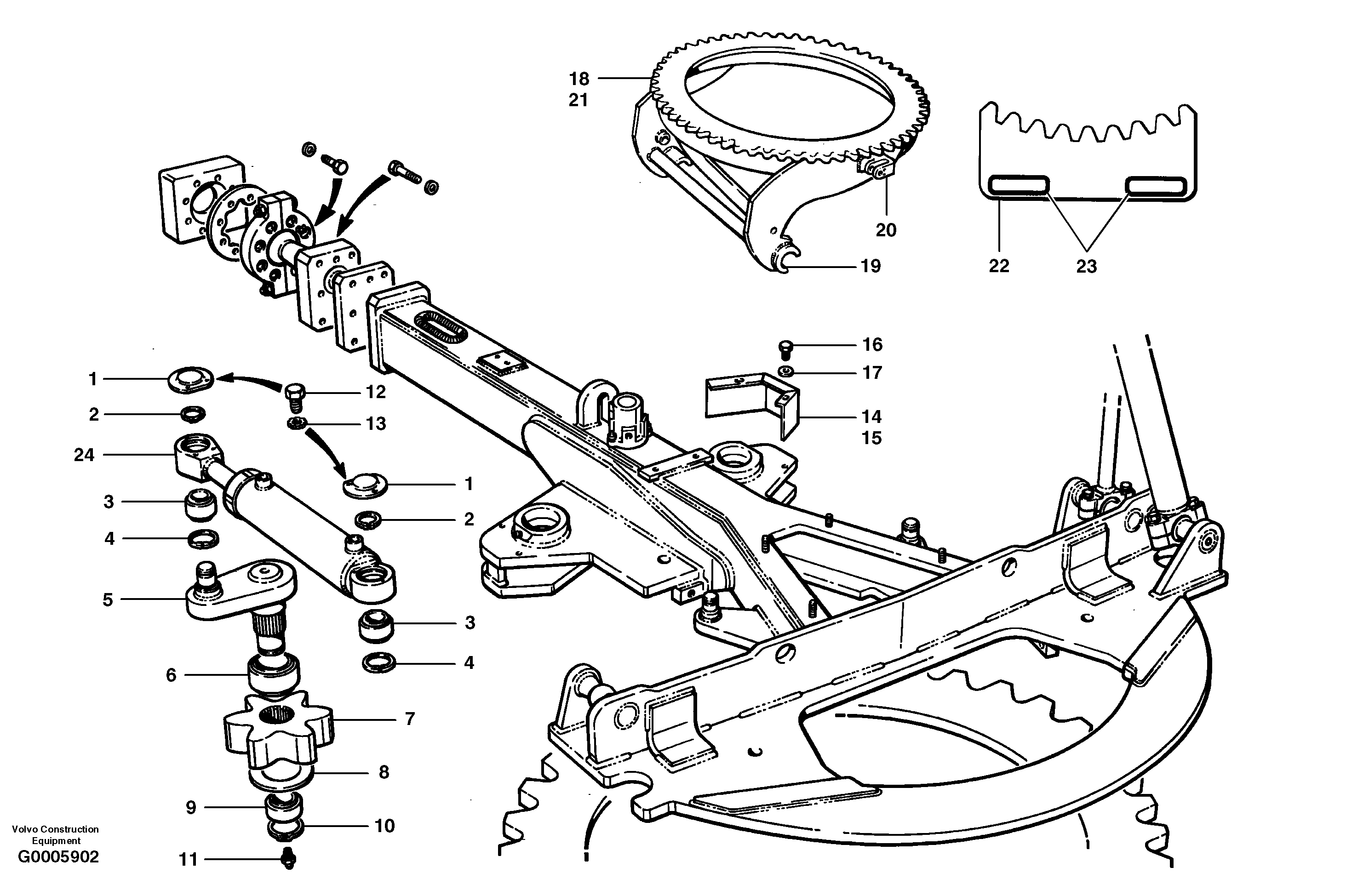 Схема запчастей Volvo G700 MODELS S/N 33000 - - 15906 Circle turn - front 