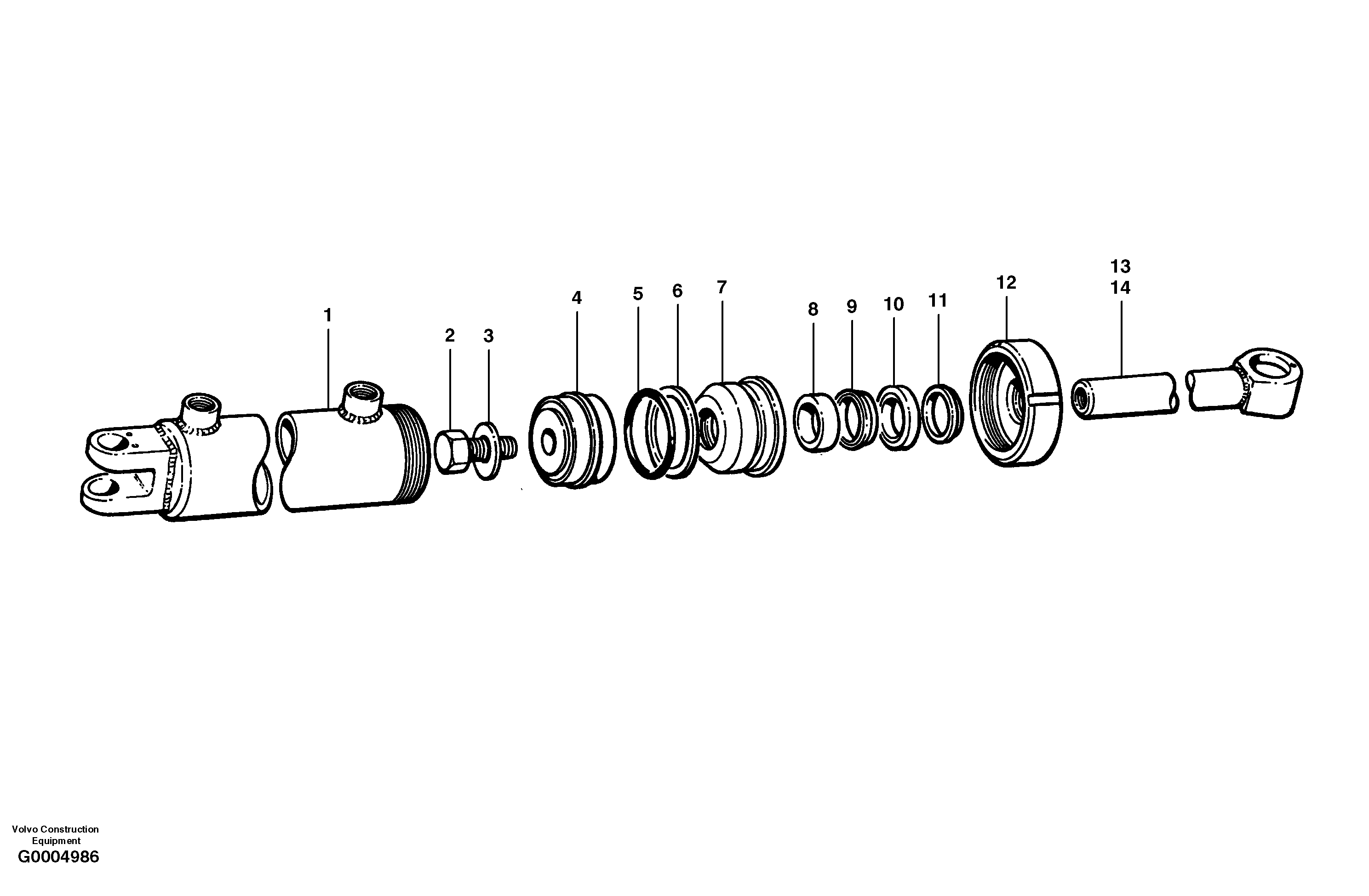 Схема запчастей Volvo G700 MODELS S/N 33000 - - 39712 Circle turn cylinder 