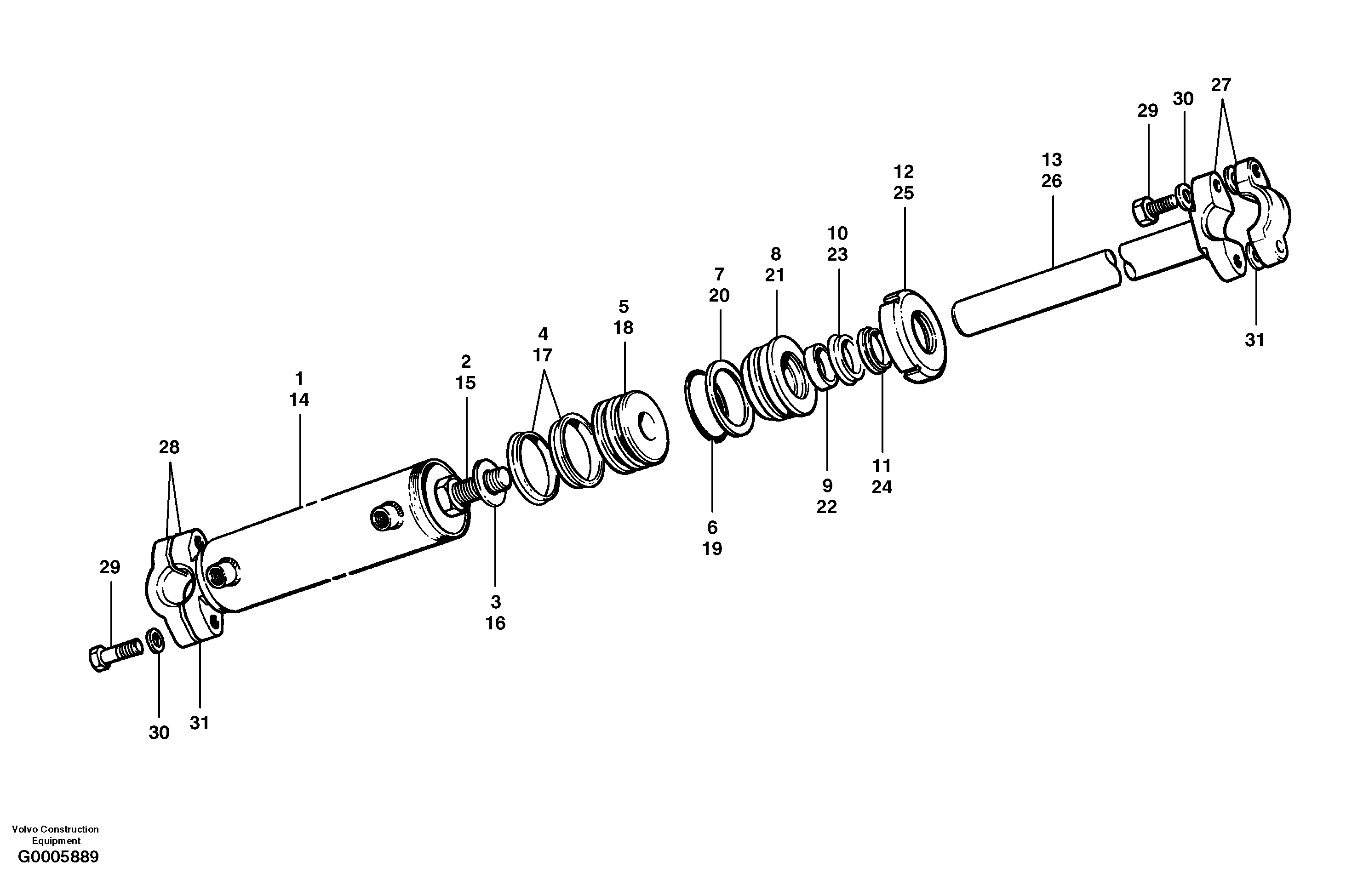 Схема запчастей Volvo G700 MODELS S/N 33000 - - 13185 Circle shift cylinder 