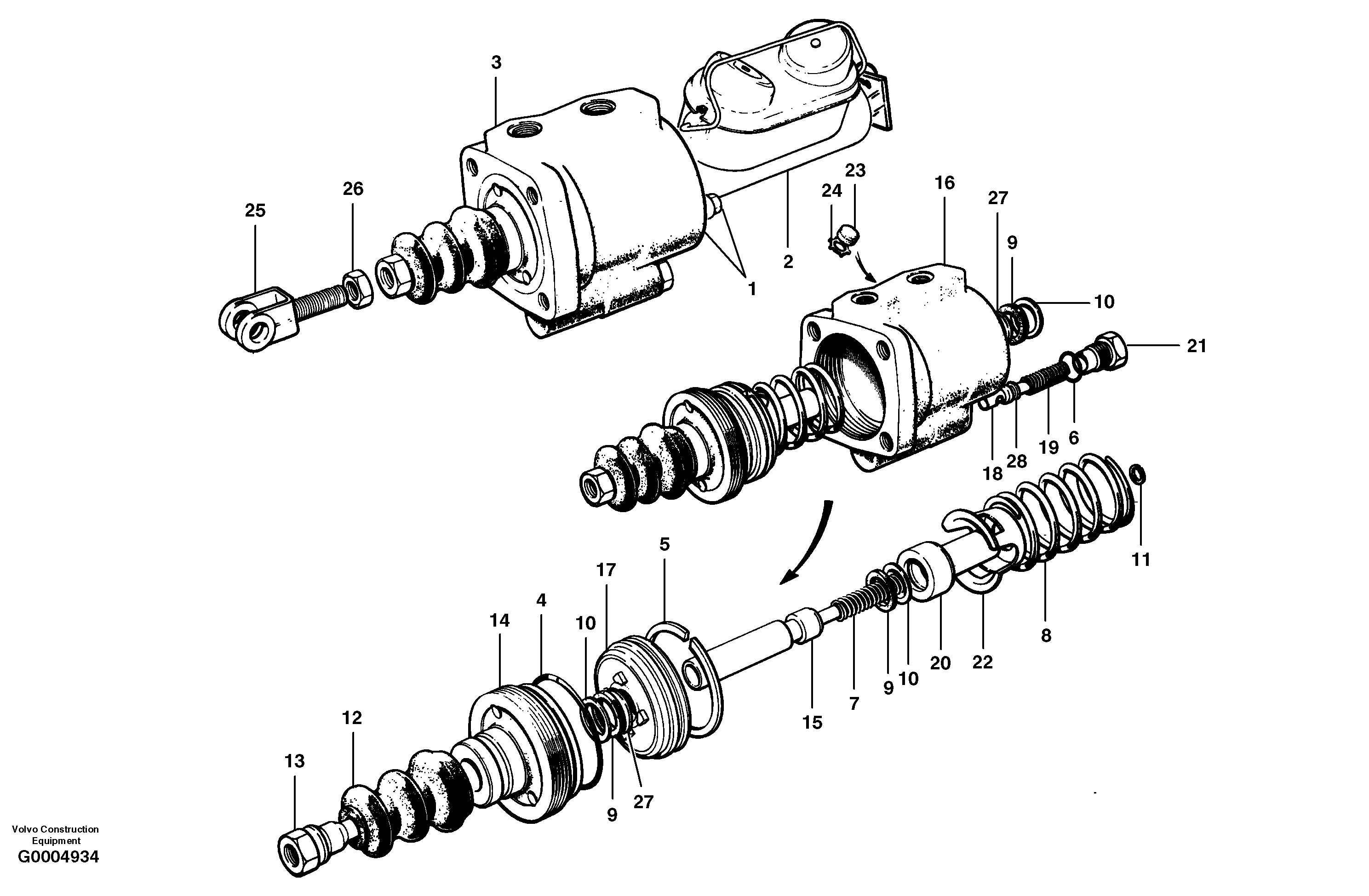 Схема запчастей Volvo G700 MODELS S/N 33000 - - 19404 Clutch booster 