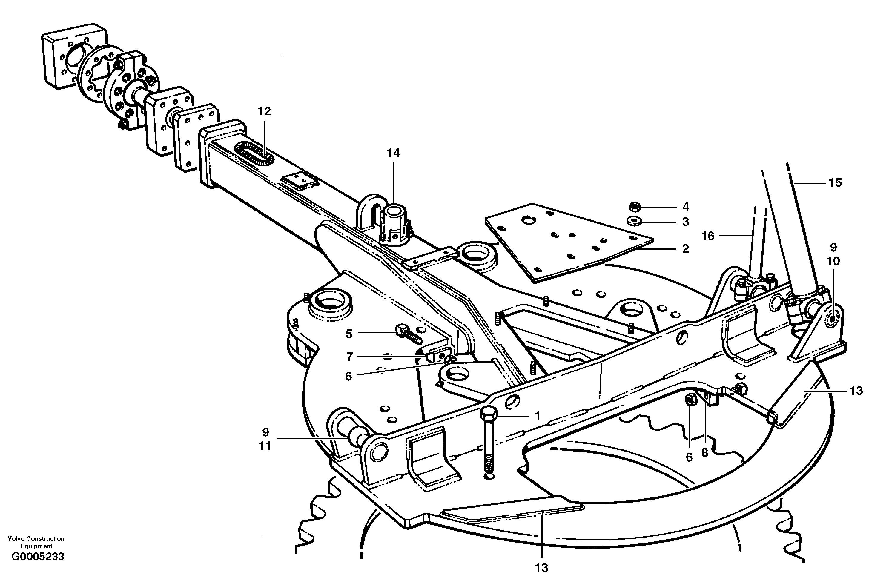 Схема запчастей Volvo G700 MODELS S/N 33000 - - 13205 Drawbar - rear - HMBCS 