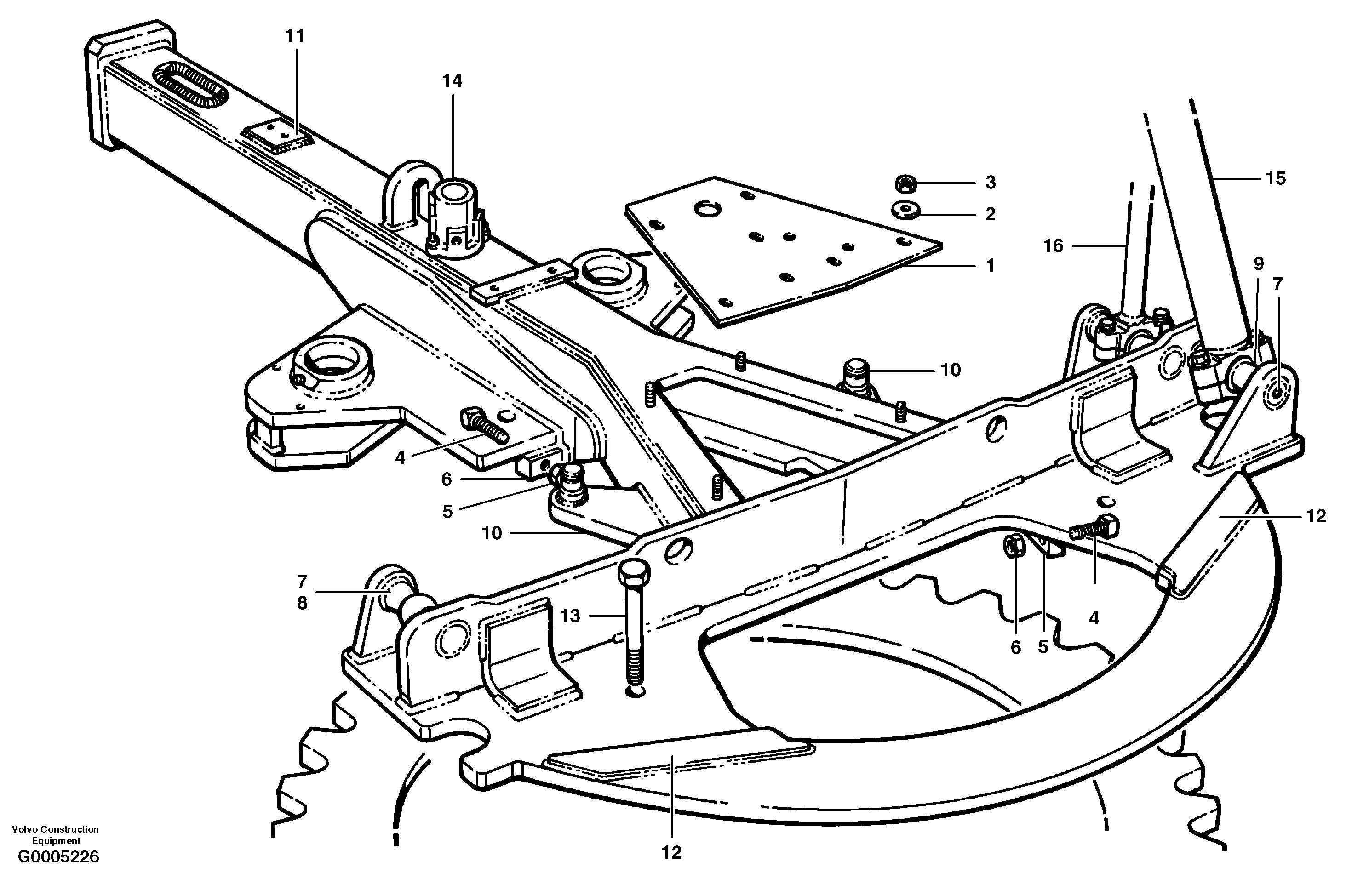 Схема запчастей Volvo G700 MODELS S/N 33000 - - 59121 Drawbar - rear 