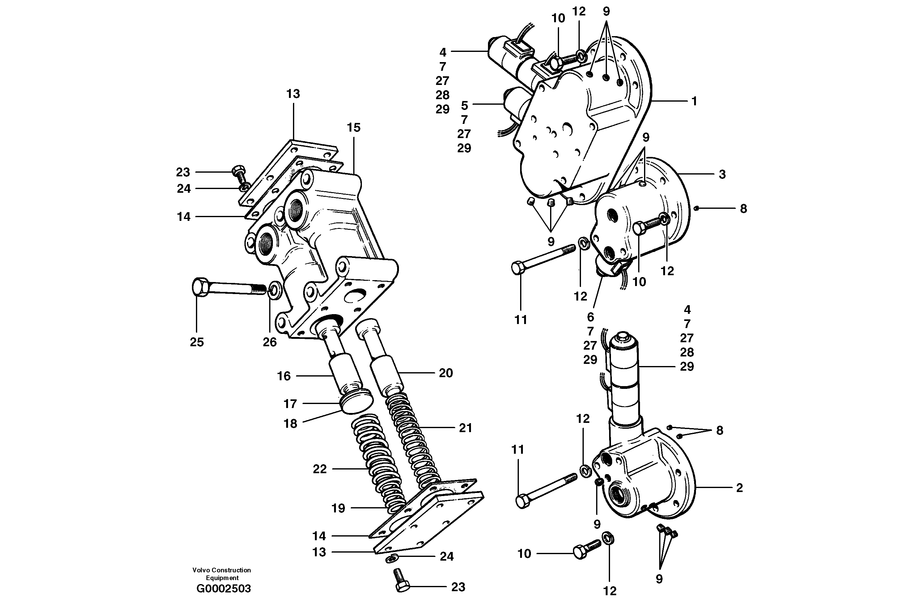 Схема запчастей Volvo G700 MODELS S/N 33000 - - 56671 Transmission control valves 