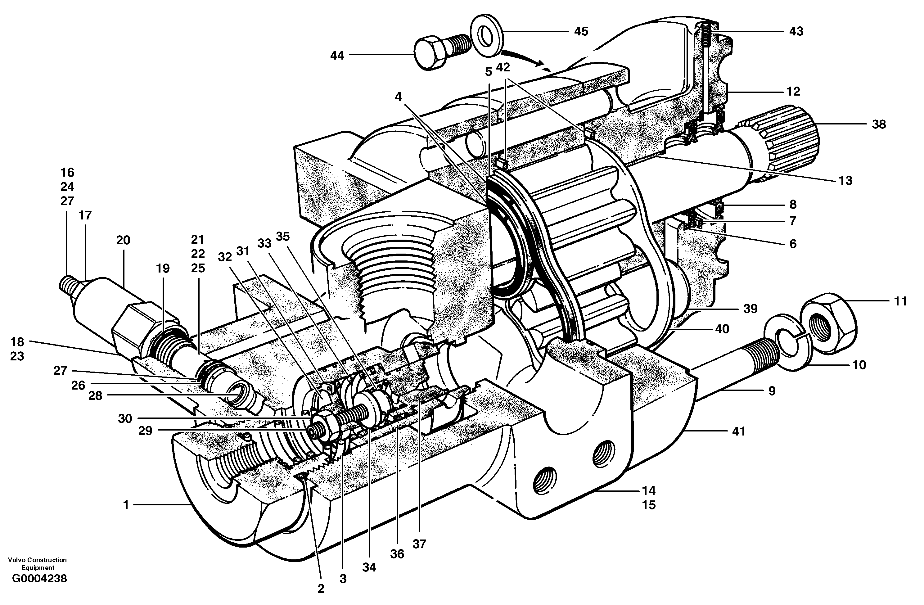 Схема запчастей Volvo G700 MODELS S/N 33000 - - 22942 Main hydraulic pump - AWD 