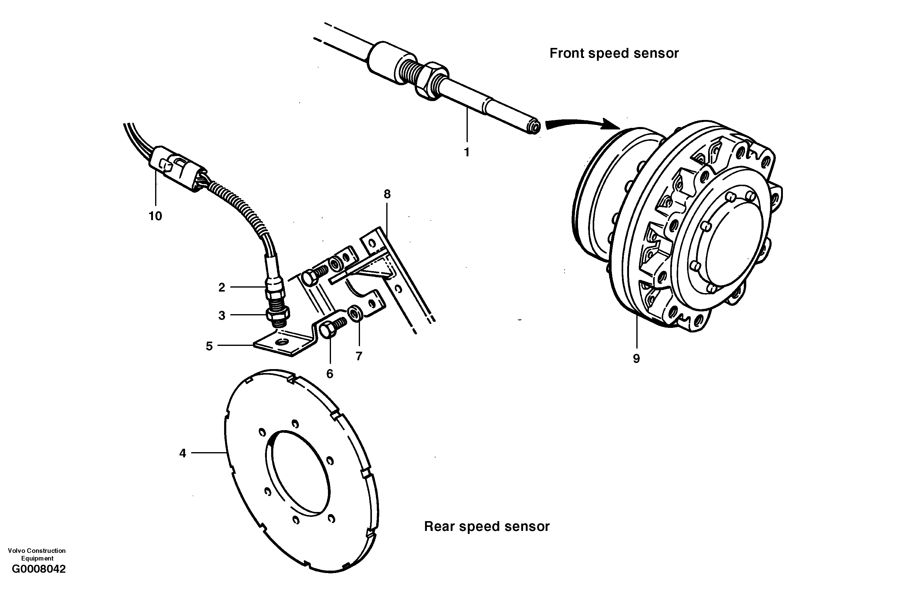 Схема запчастей Volvo G700 MODELS S/N 33000 - - 19408 Speed sensors - AWD 