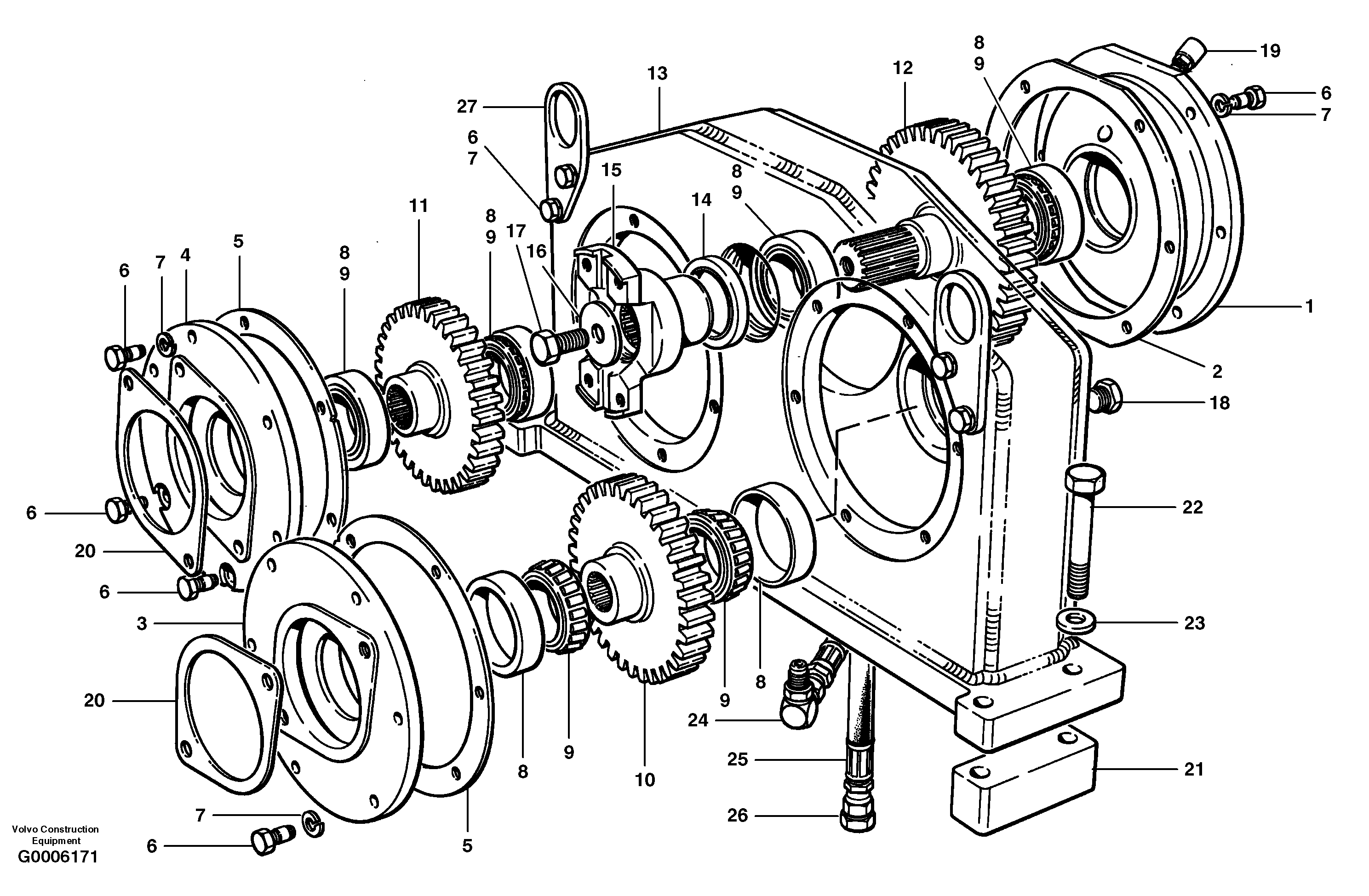 Схема запчастей Volvo G700 MODELS S/N 33000 - - 19413 Pump gearbox - AWD 