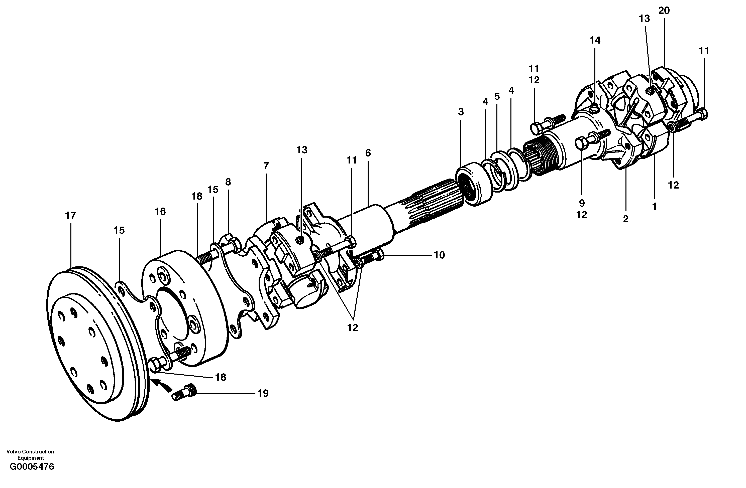 Схема запчастей Volvo G700 MODELS S/N 33000 - - 103947 Pump drive shaft - AWD 