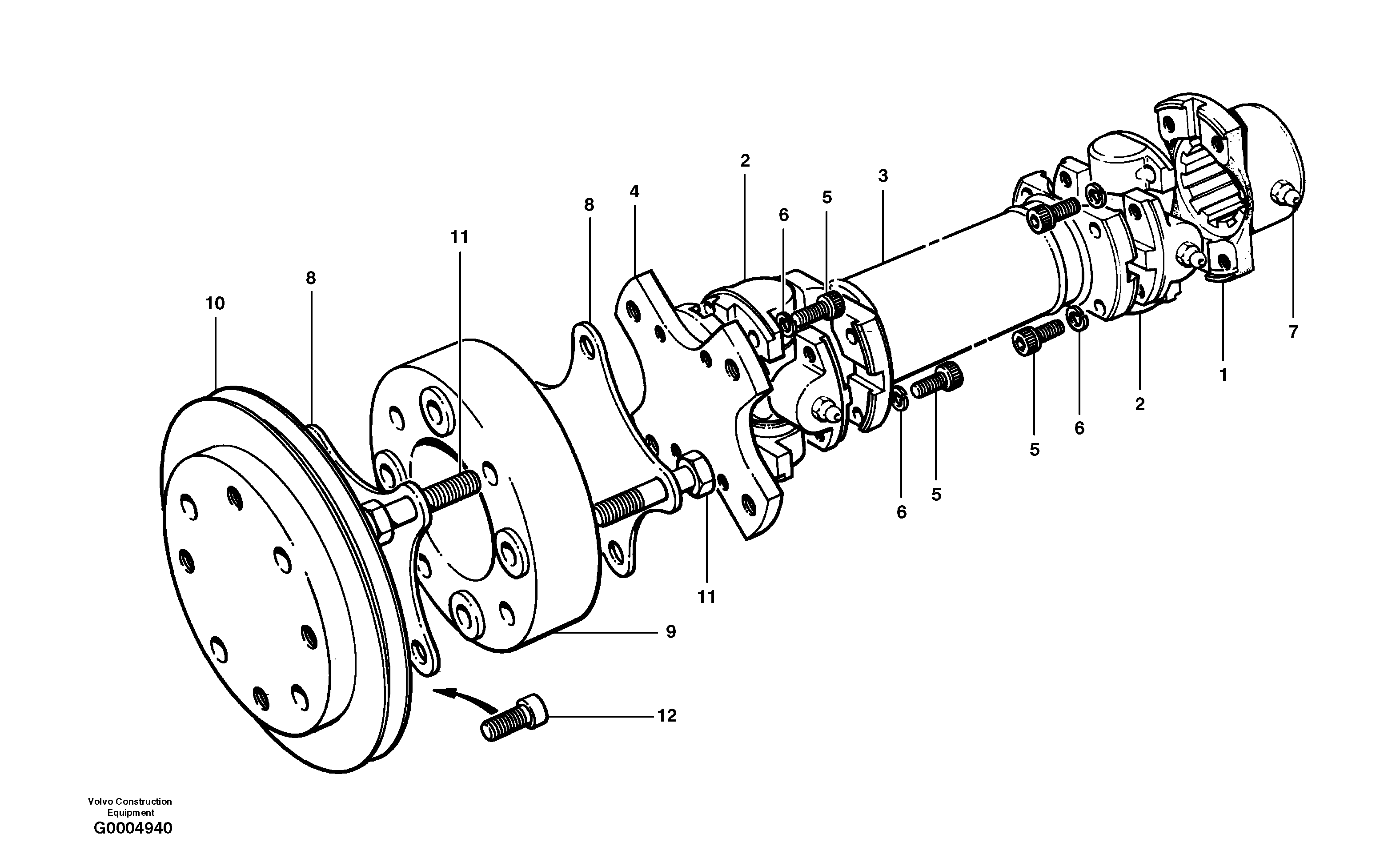 Схема запчастей Volvo G700 MODELS S/N 33000 - - 103961 Pump drive shaft 