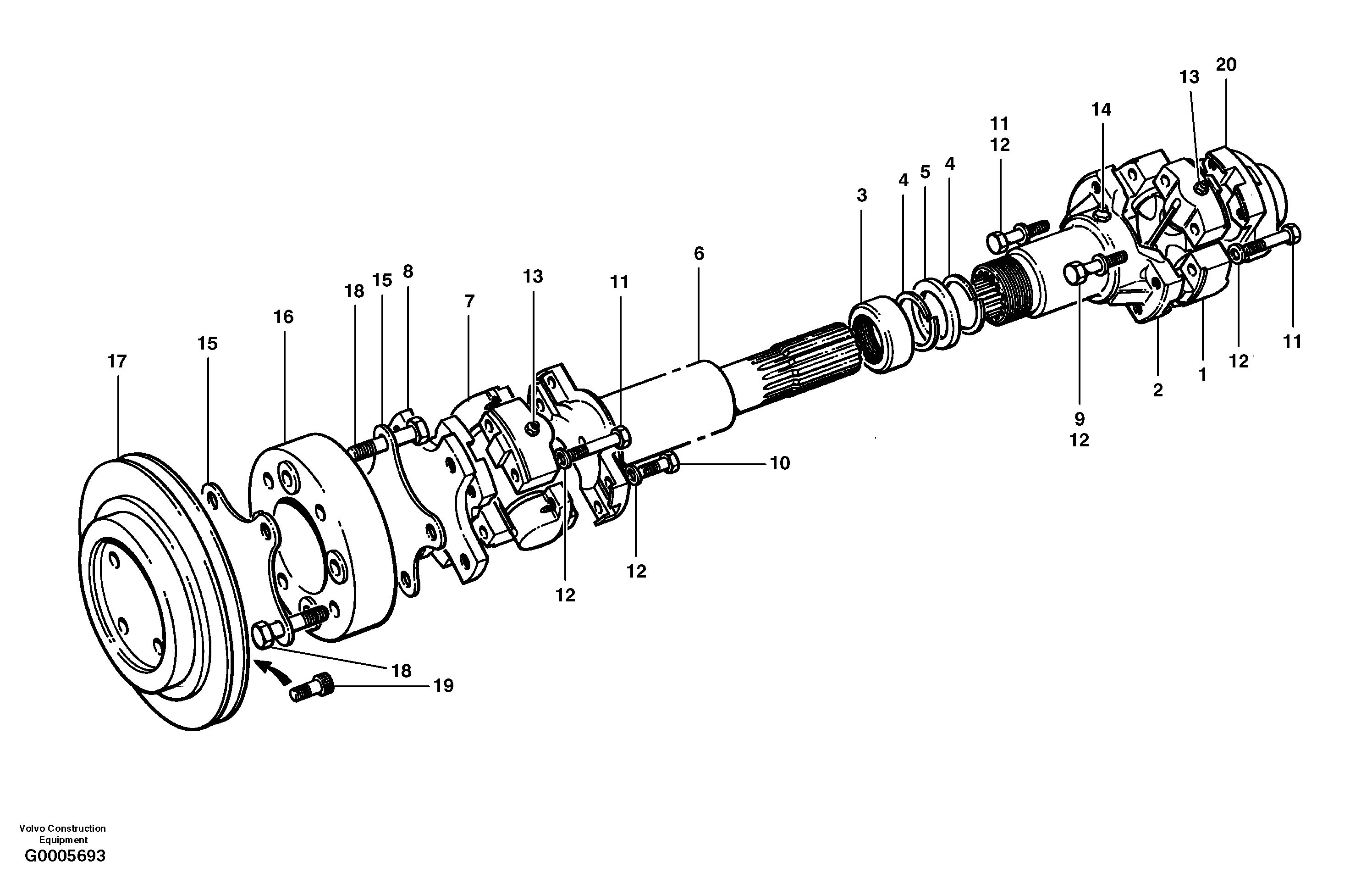 Схема запчастей Volvo G700 MODELS S/N 33000 - - 103976 Pump drive shaft - AWD 