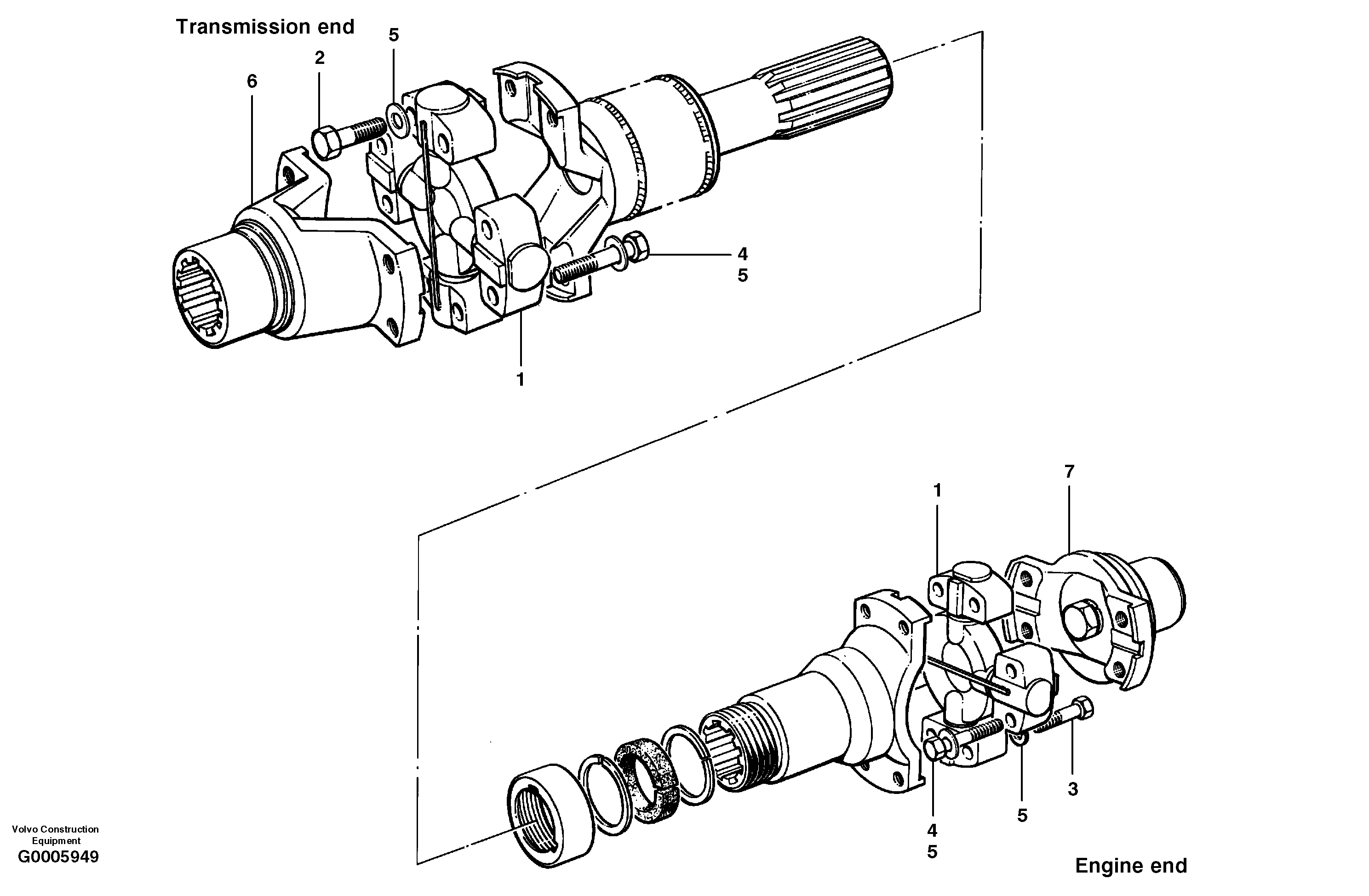 Схема запчастей Volvo G700 MODELS S/N 33000 - - 31685 Upper drive shaft 