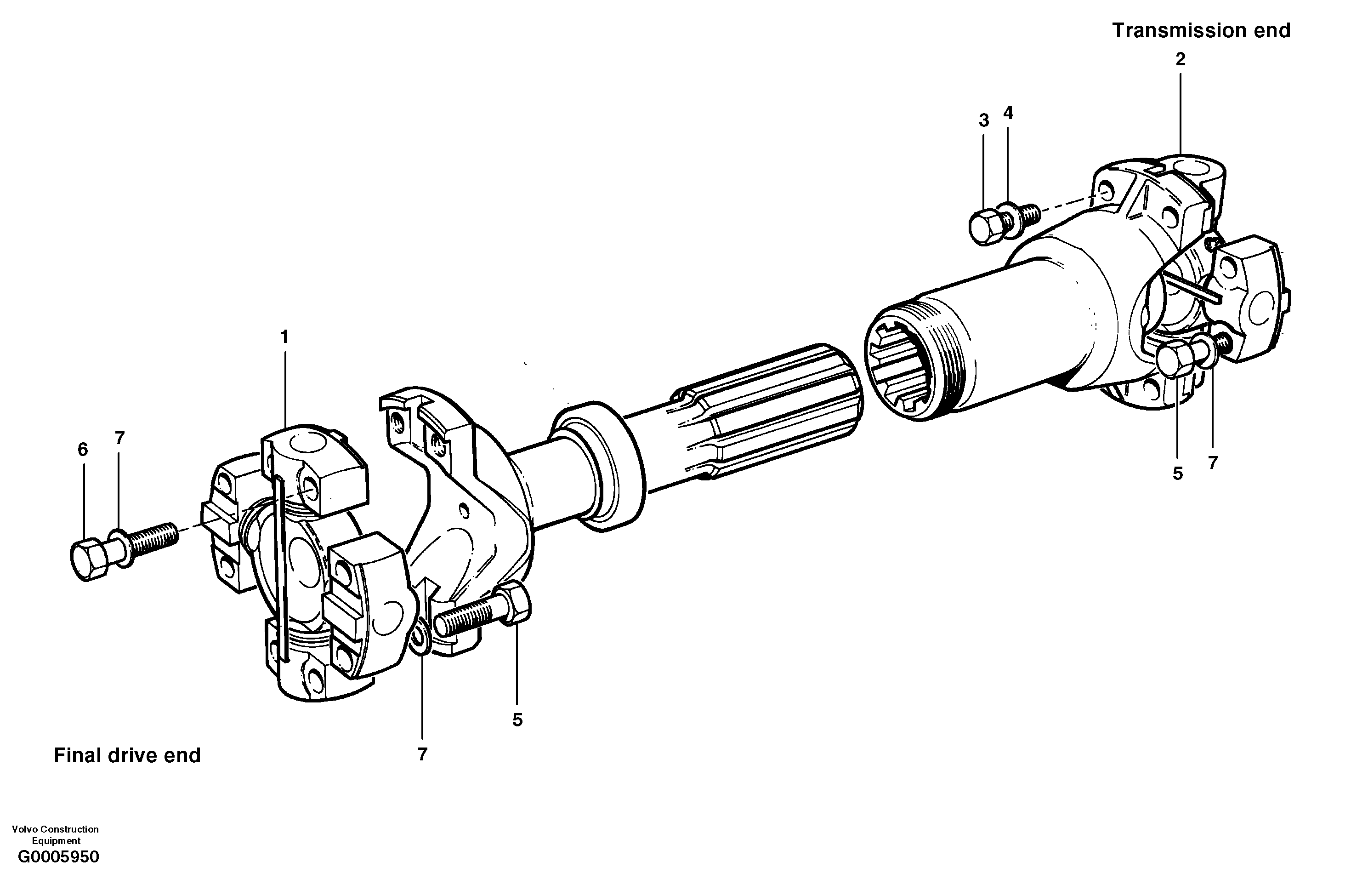 Схема запчастей Volvo G700 MODELS S/N 33000 - - 75866 Lower drive shaft 