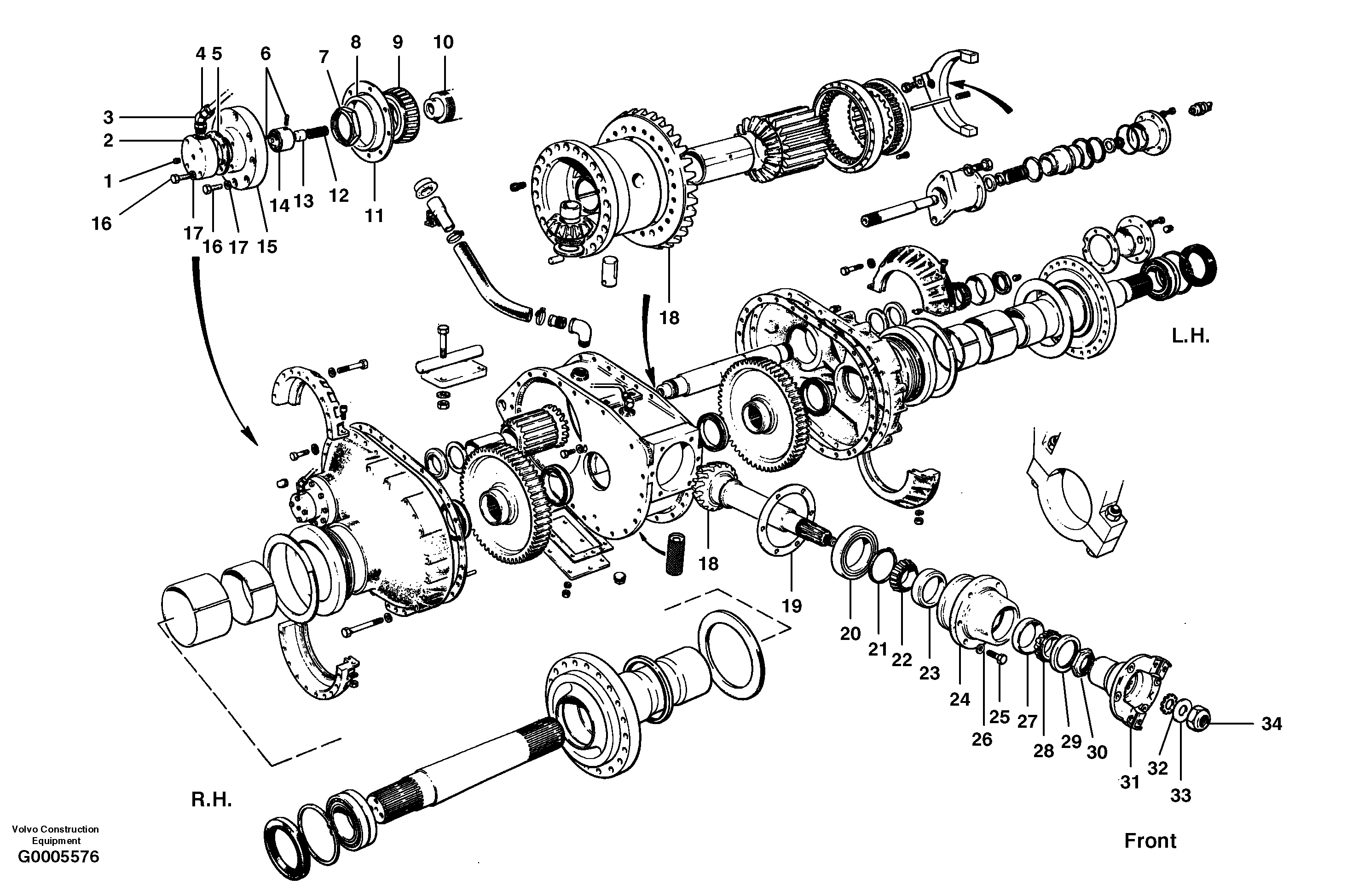 Схема запчастей Volvo G700 MODELS S/N 33000 - - 6276 Final drive, differential, oil pump and input pinion 