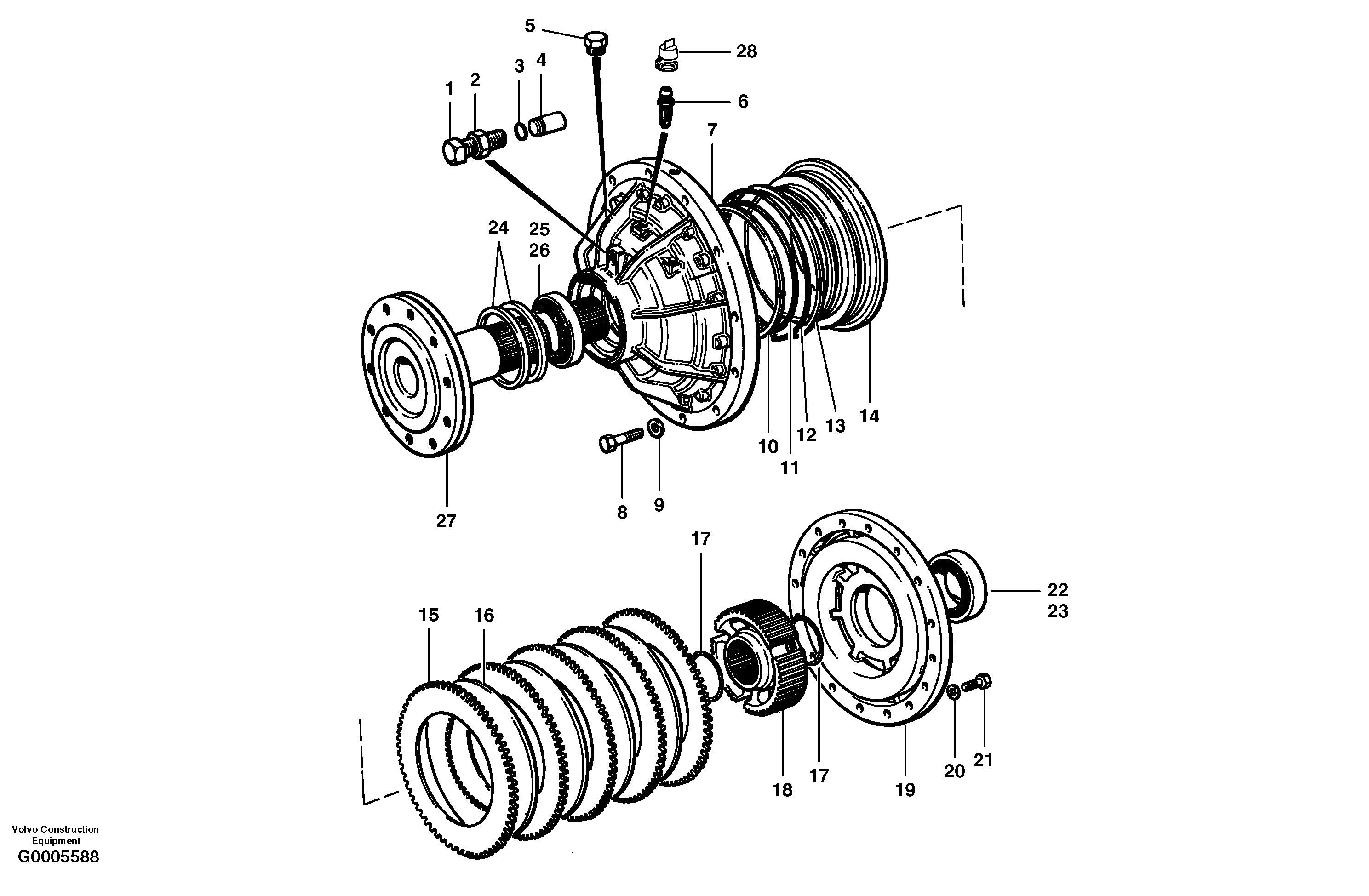 Схема запчастей Volvo G700 MODELS S/N 33000 - - 17678 Oil disc brakes 