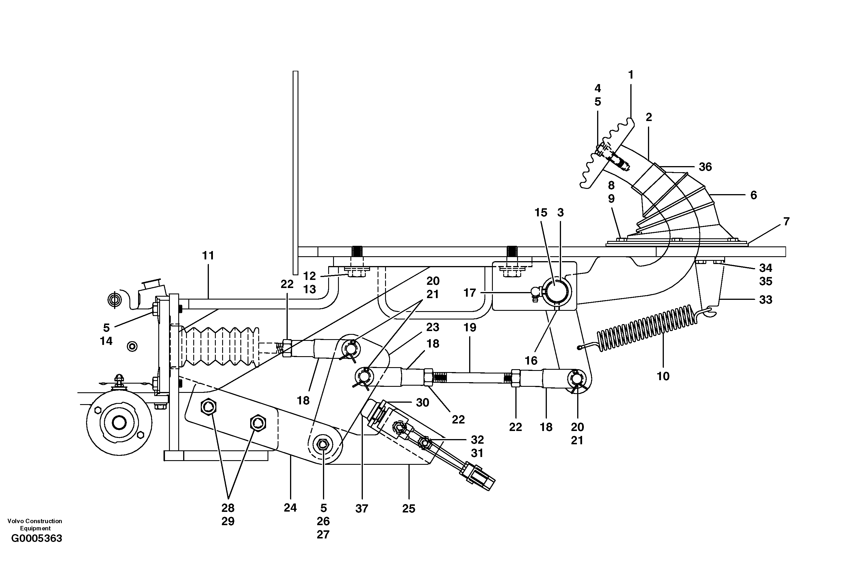 Схема запчастей Volvo G700 MODELS S/N 33000 - - 53175 Brake linkage 