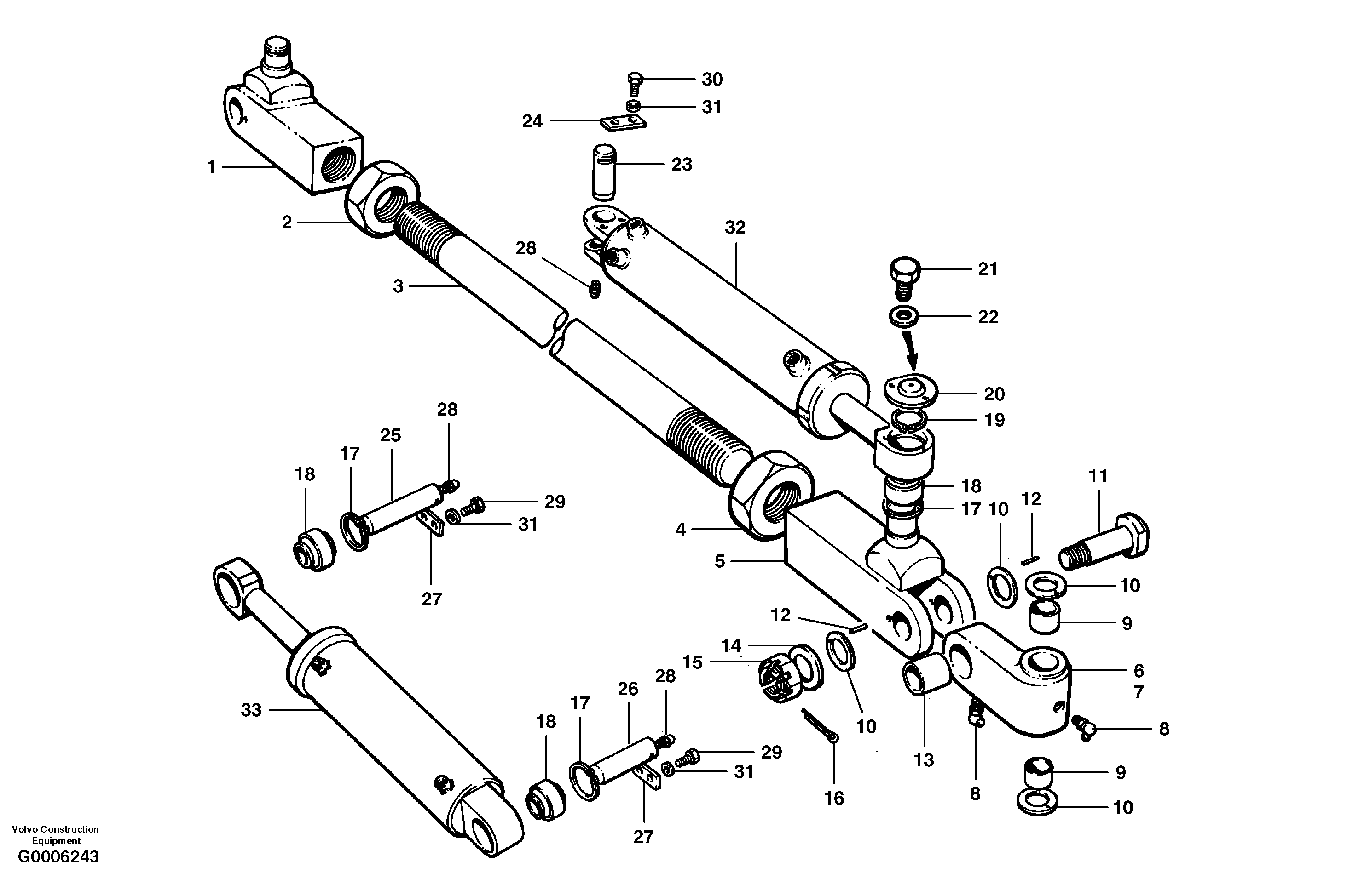 Схема запчастей Volvo G700 MODELS S/N 33000 - - 103956 Front axle drag link 