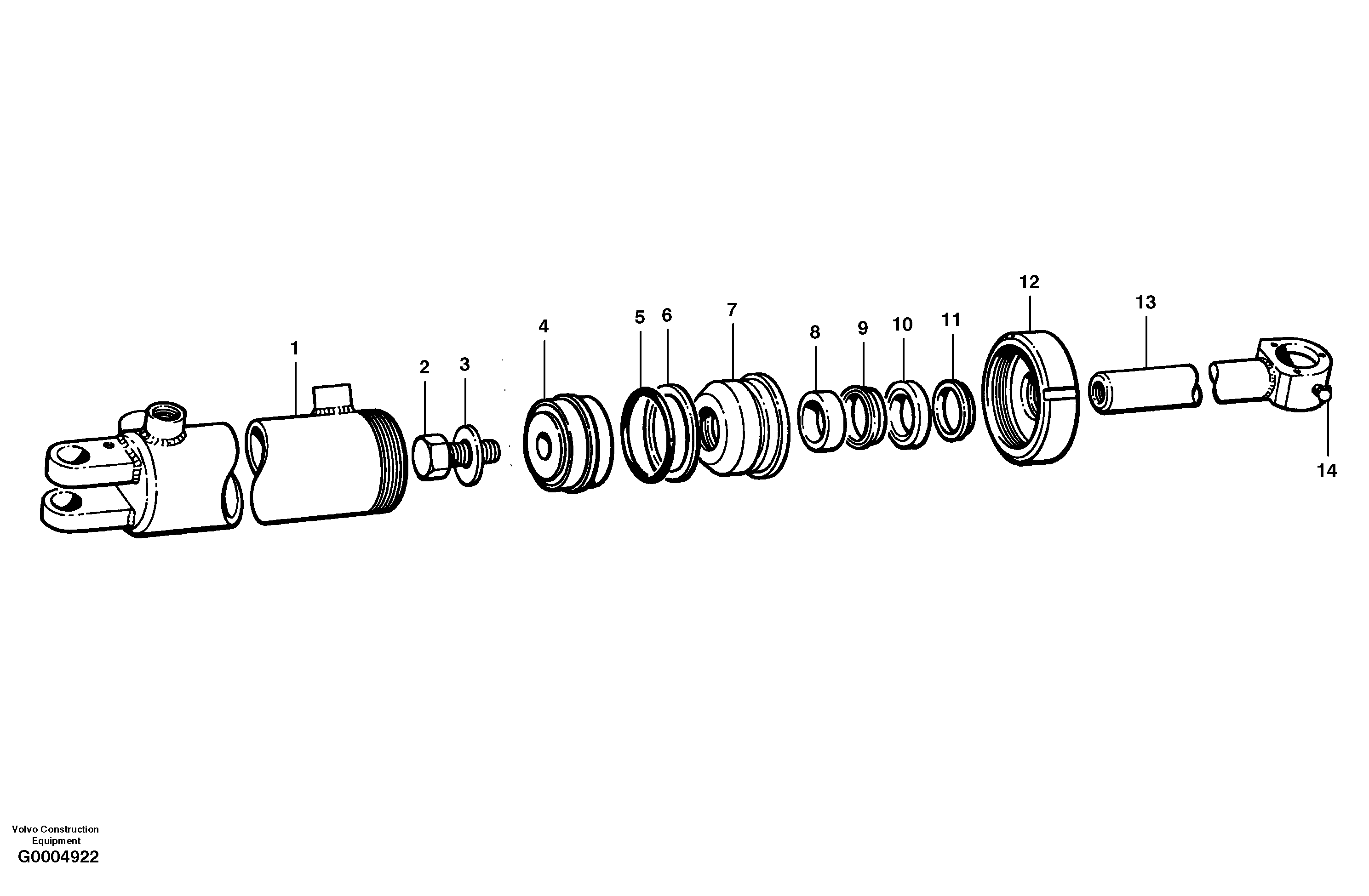 Схема запчастей Volvo G700 MODELS S/N 33000 - - 12482 Steering cylinders 