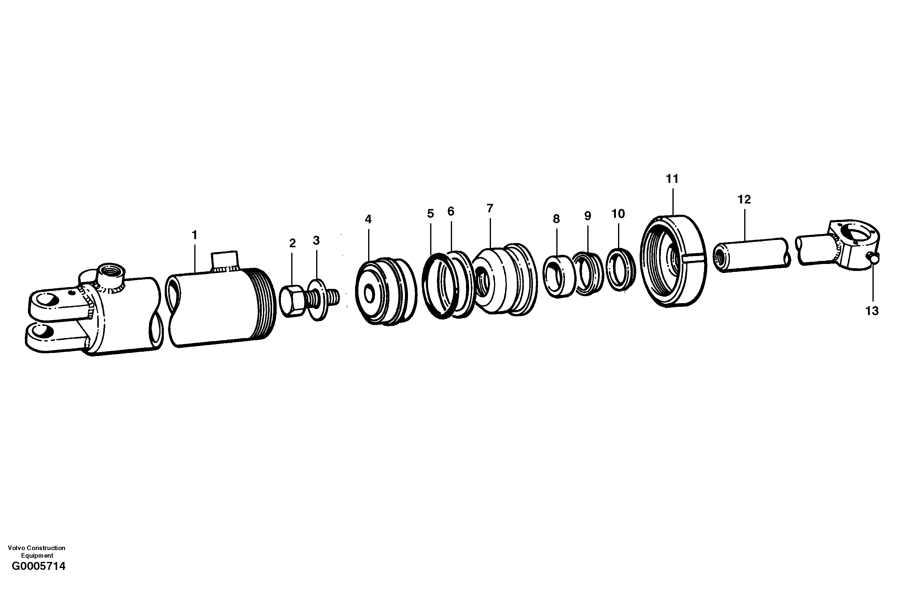 Схема запчастей Volvo G700 MODELS S/N 33000 - - 12495 Steering cylinders 