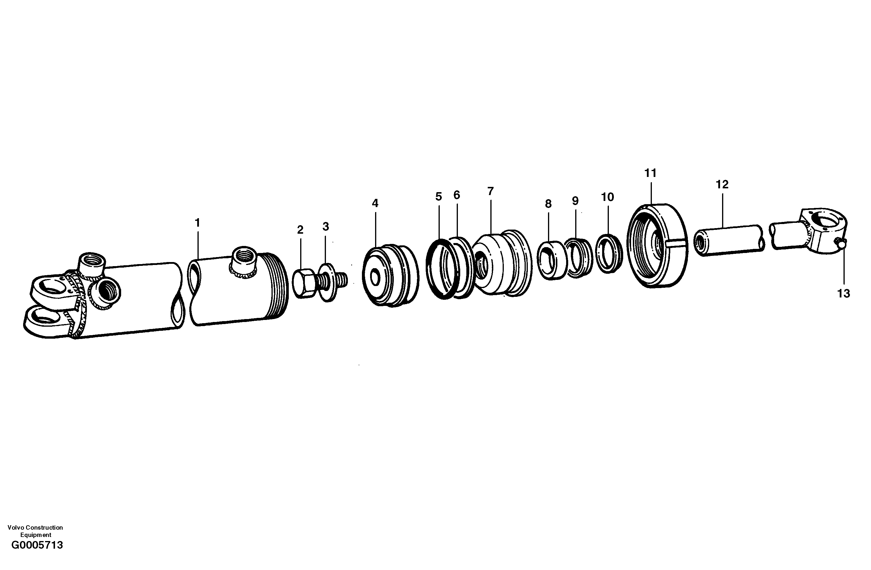 Схема запчастей Volvo G700 MODELS S/N 33000 - - 8307 Steering cylinders 