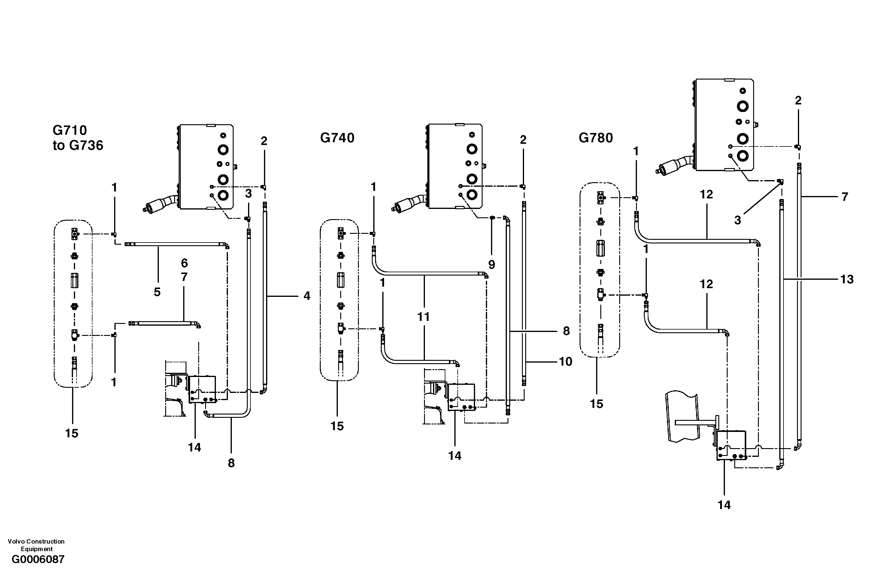 Схема запчастей Volvo G700 MODELS S/N 33000 - - 8310 Secondary steering circuit 