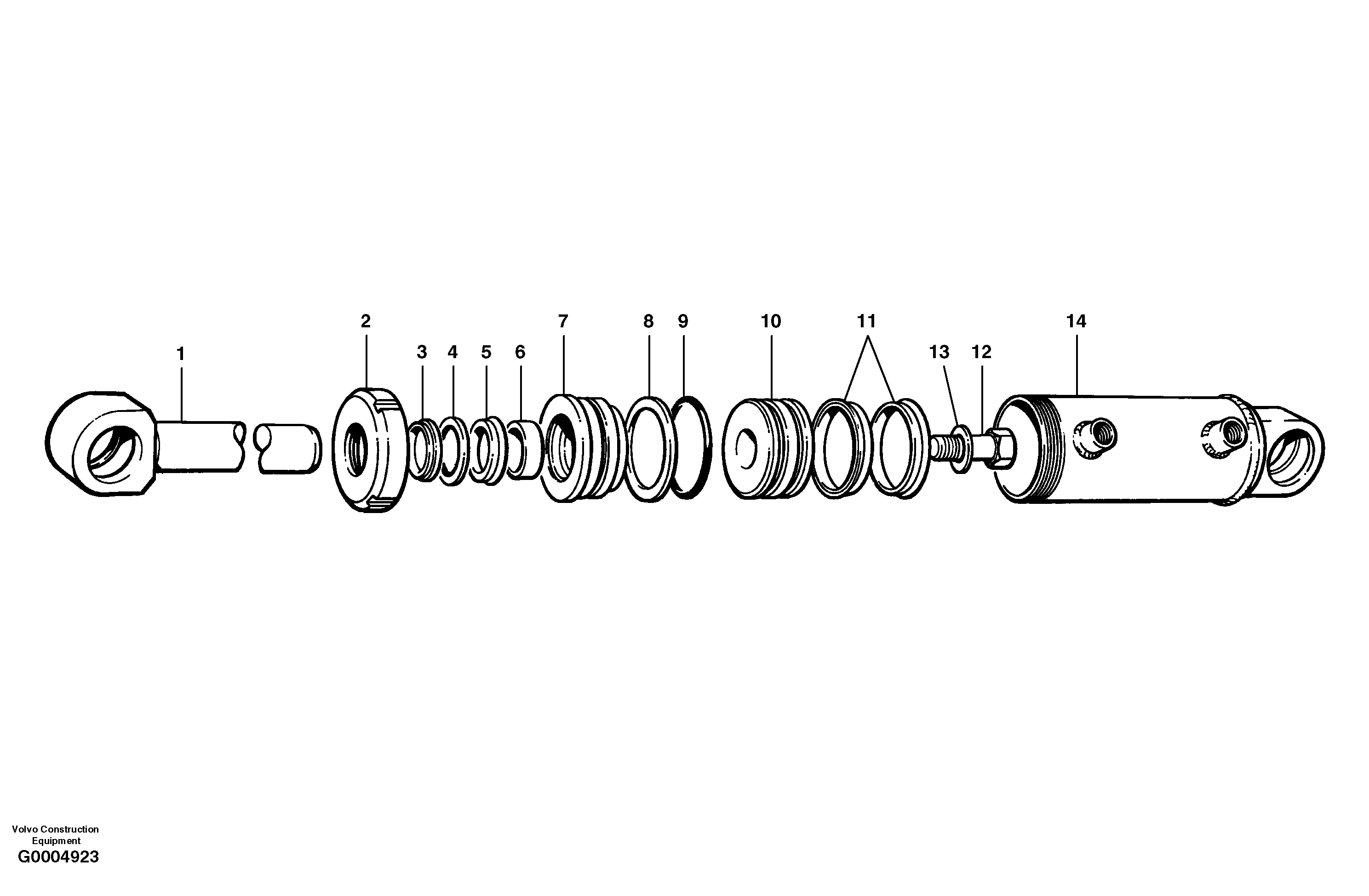 Схема запчастей Volvo G700 MODELS S/N 33000 - - 8313 Wheel lean cylinders 