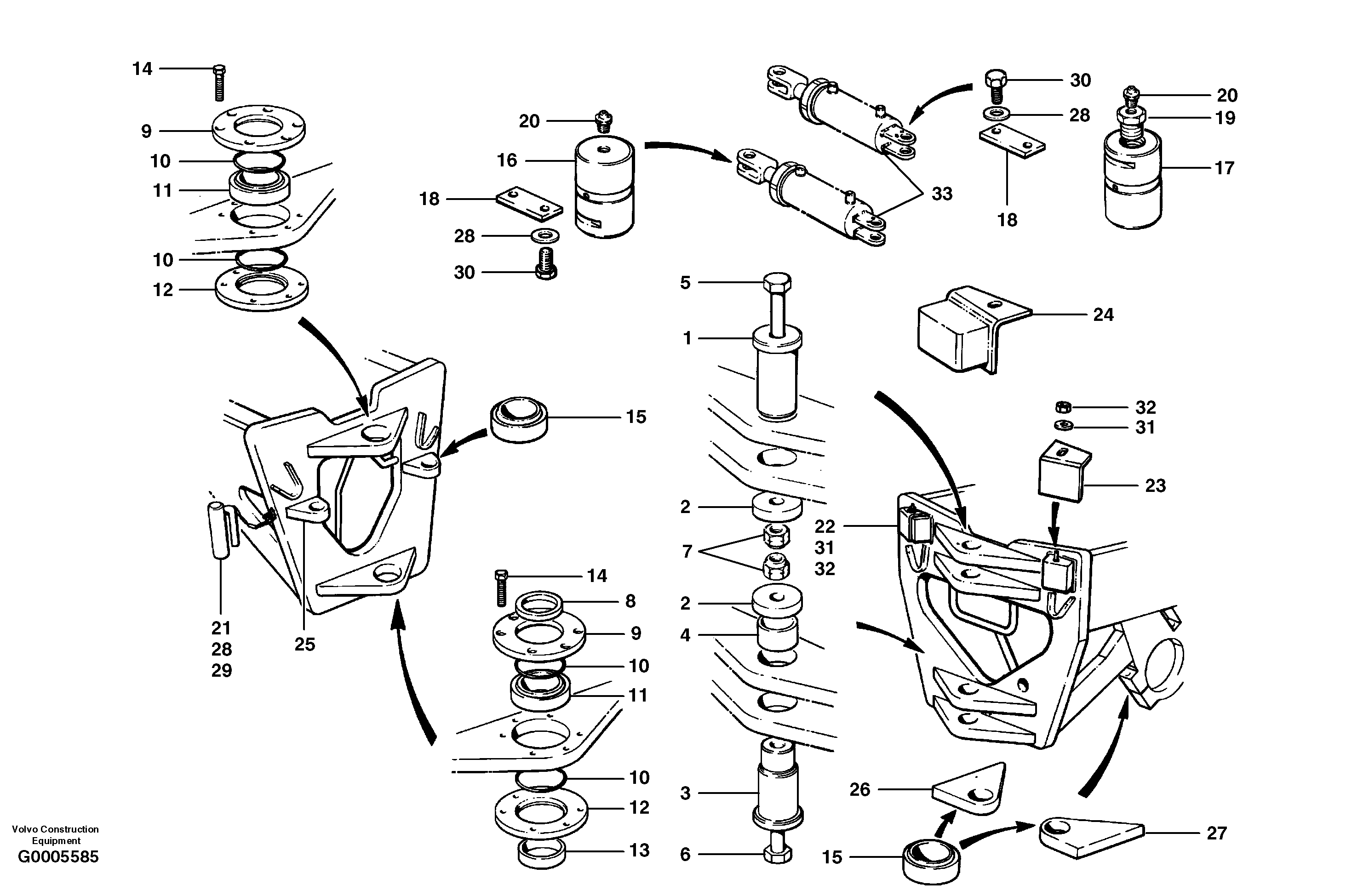 Схема запчастей Volvo G700 MODELS S/N 33000 - - 103954 Articulation hinge 