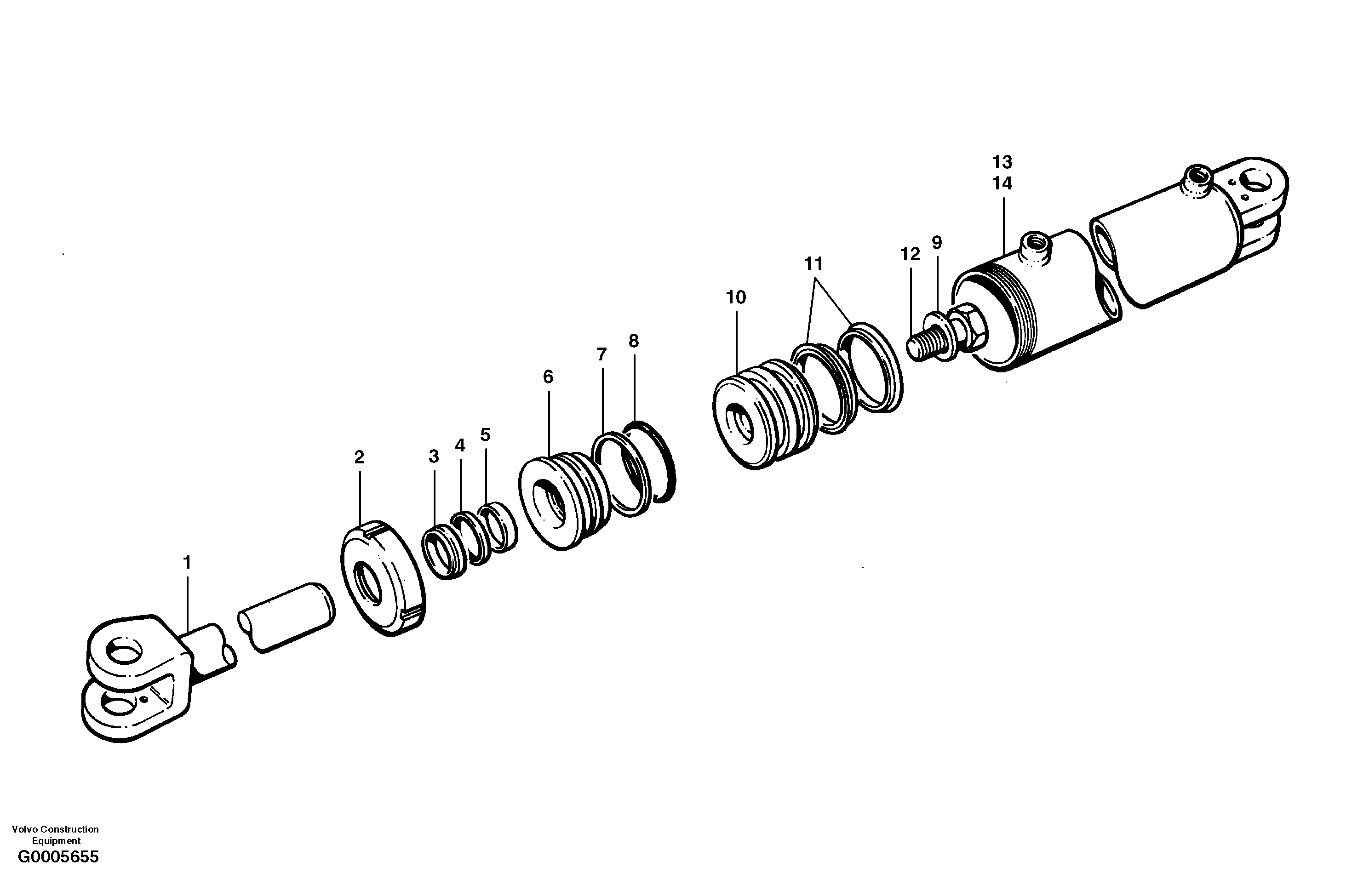 Схема запчастей Volvo G700 MODELS S/N 33000 - - 8323 Articulation cylinders 