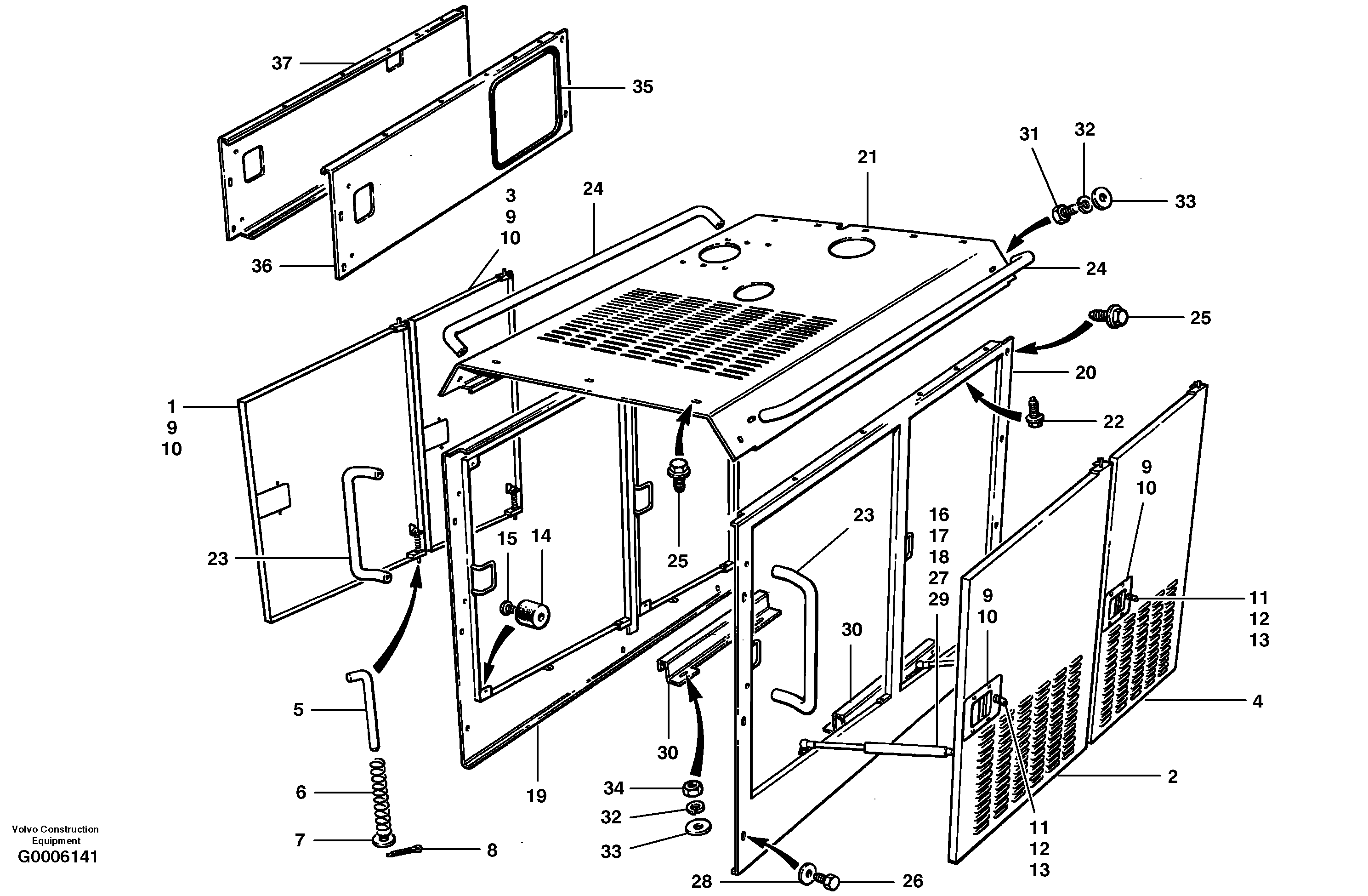 Схема запчастей Volvo G700 MODELS S/N 33000 - - 103978 Engine cowl 