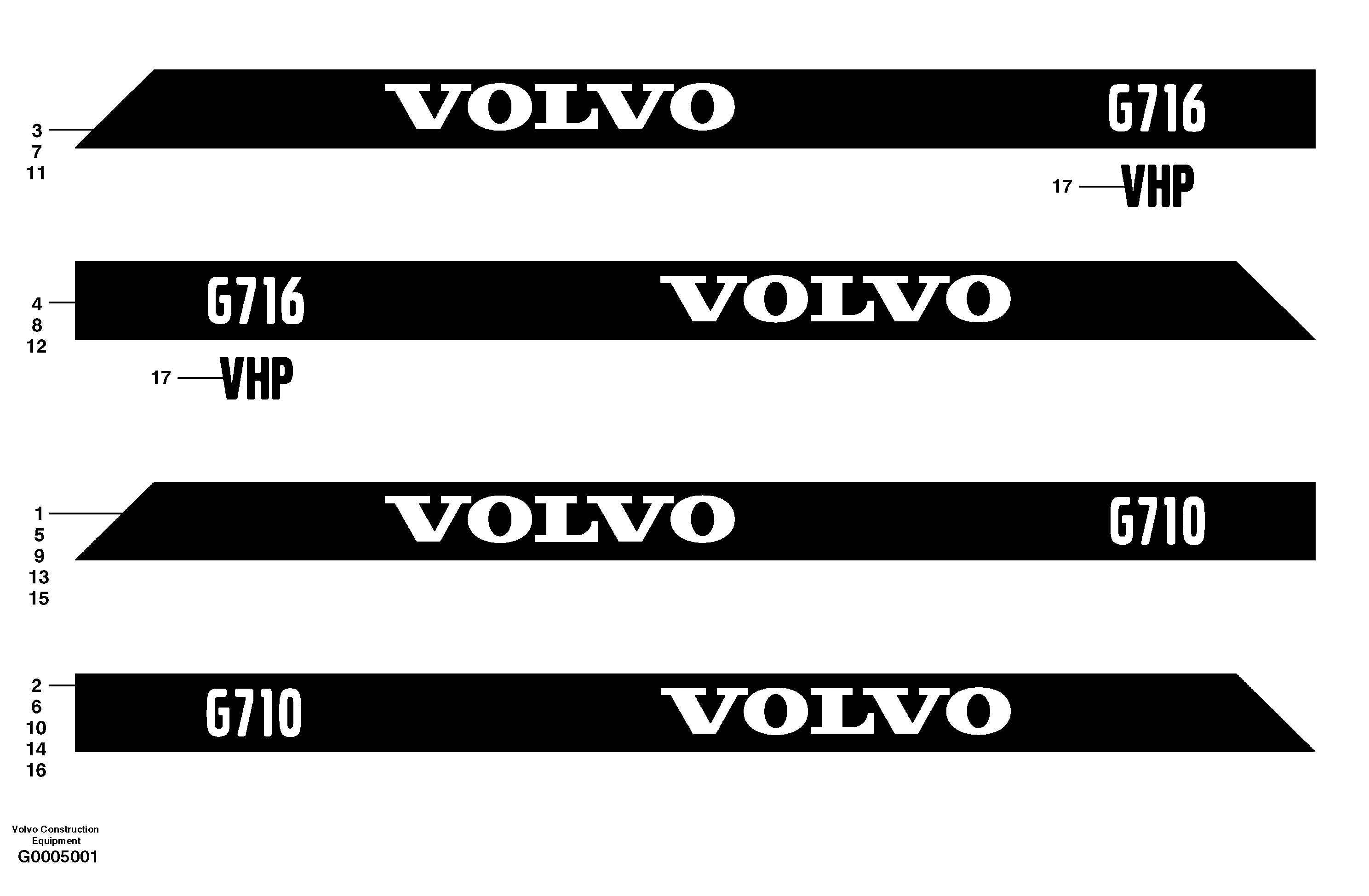 Схема запчастей Volvo G700 MODELS S/N 33000 - - 8331 Decals - grader models 