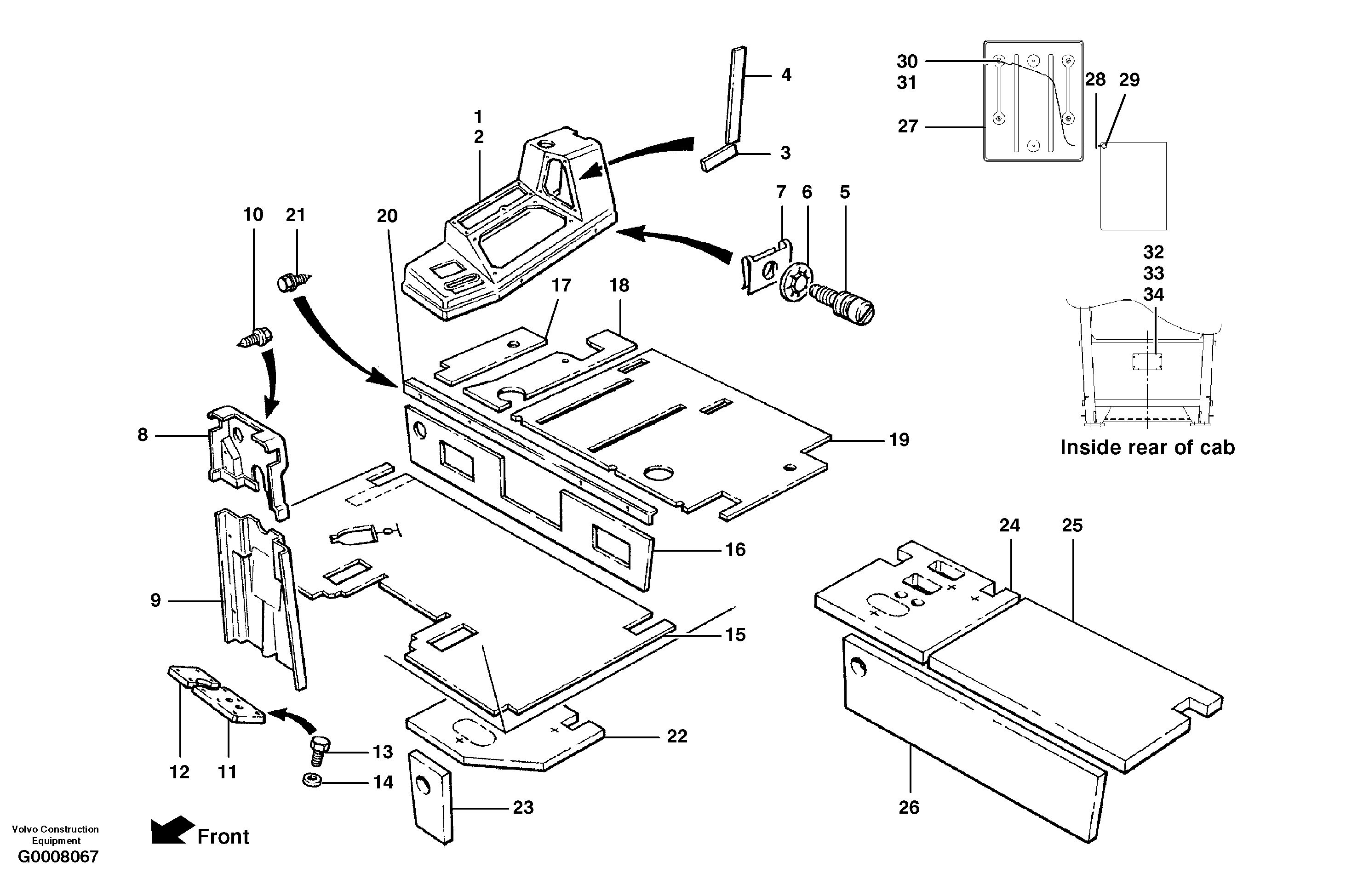 Схема запчастей Volvo G700 MODELS S/N 33000 - - 8340 Sound suppression and trim - lower cab 