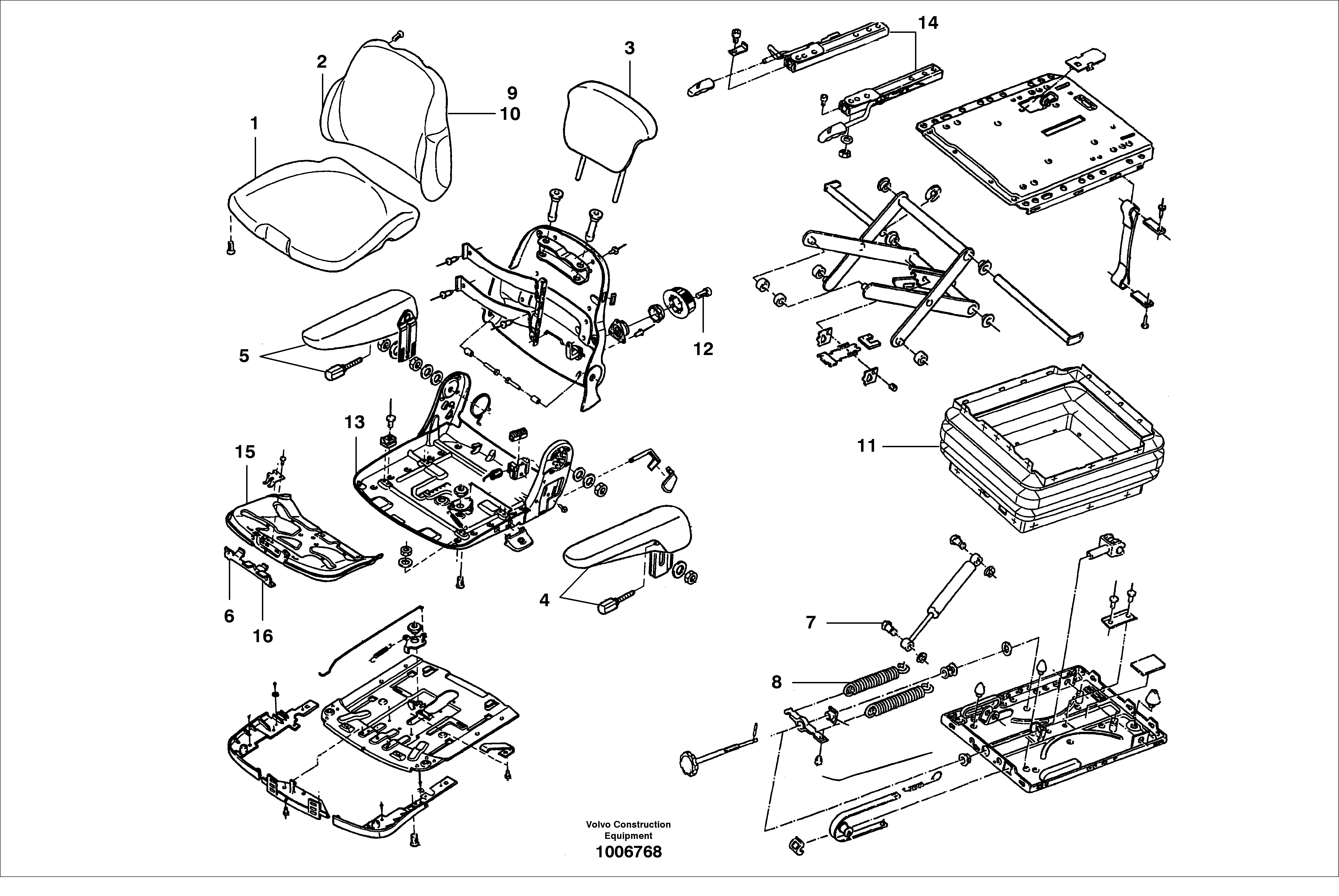 Схема запчастей Volvo G700 MODELS S/N 33000 - - 82997 Suspension seat assembly 