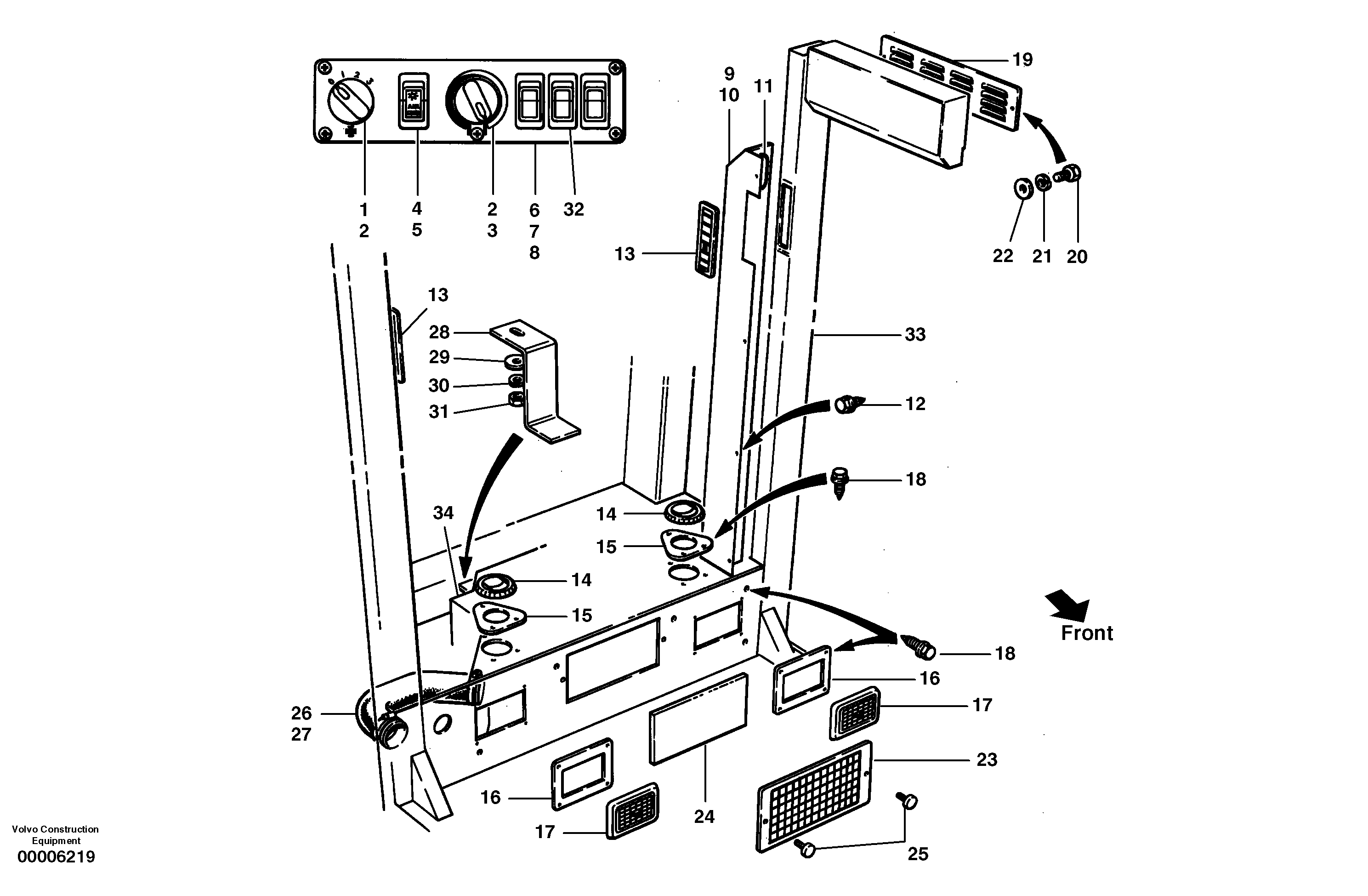 Схема запчастей Volvo G700 MODELS S/N 33000 - - 103975 Heater and air conditioning installation 