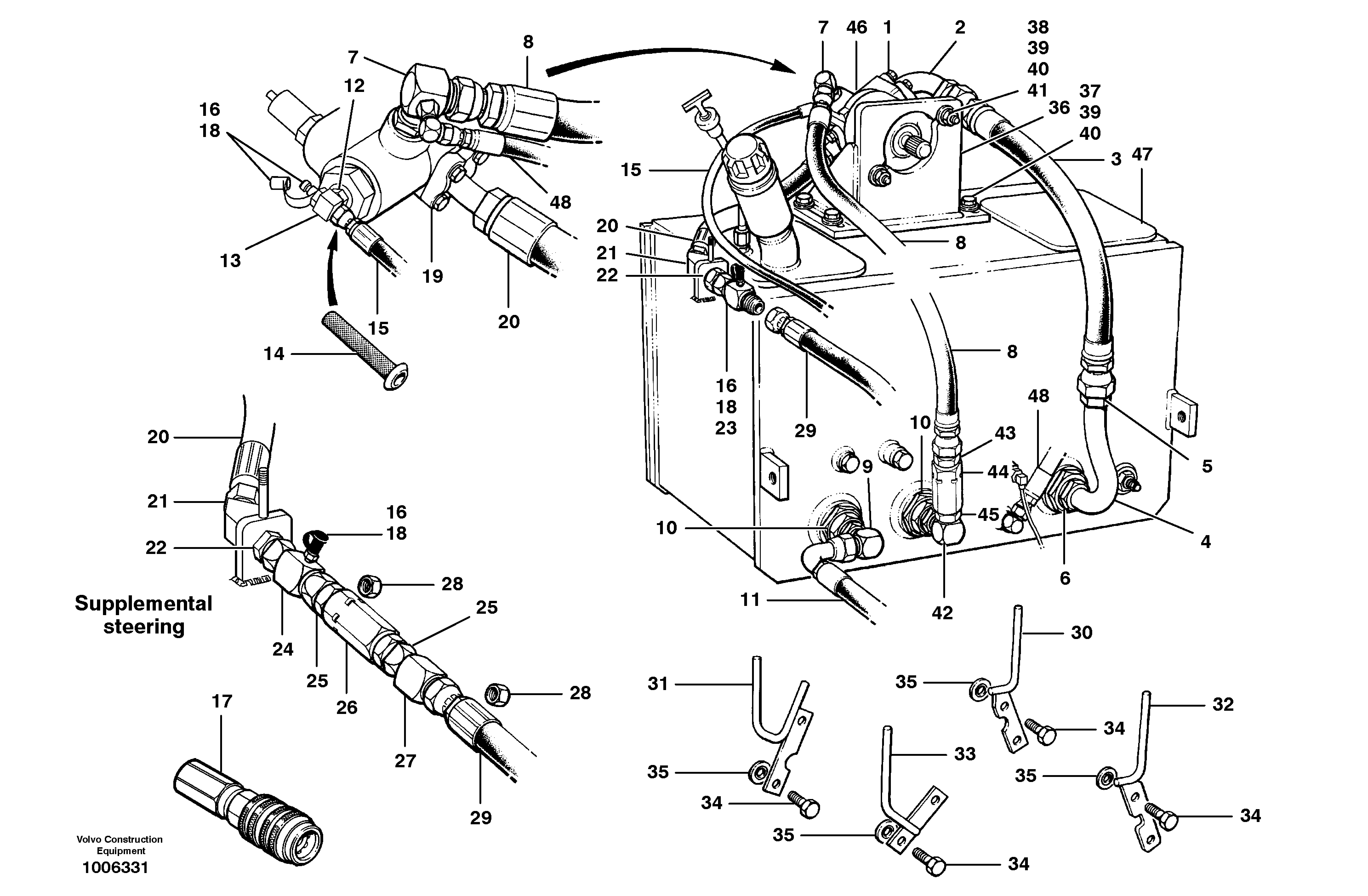 Схема запчастей Volvo G700 MODELS S/N 33000 - - 47613 Main Hydraulic circuit - rear 