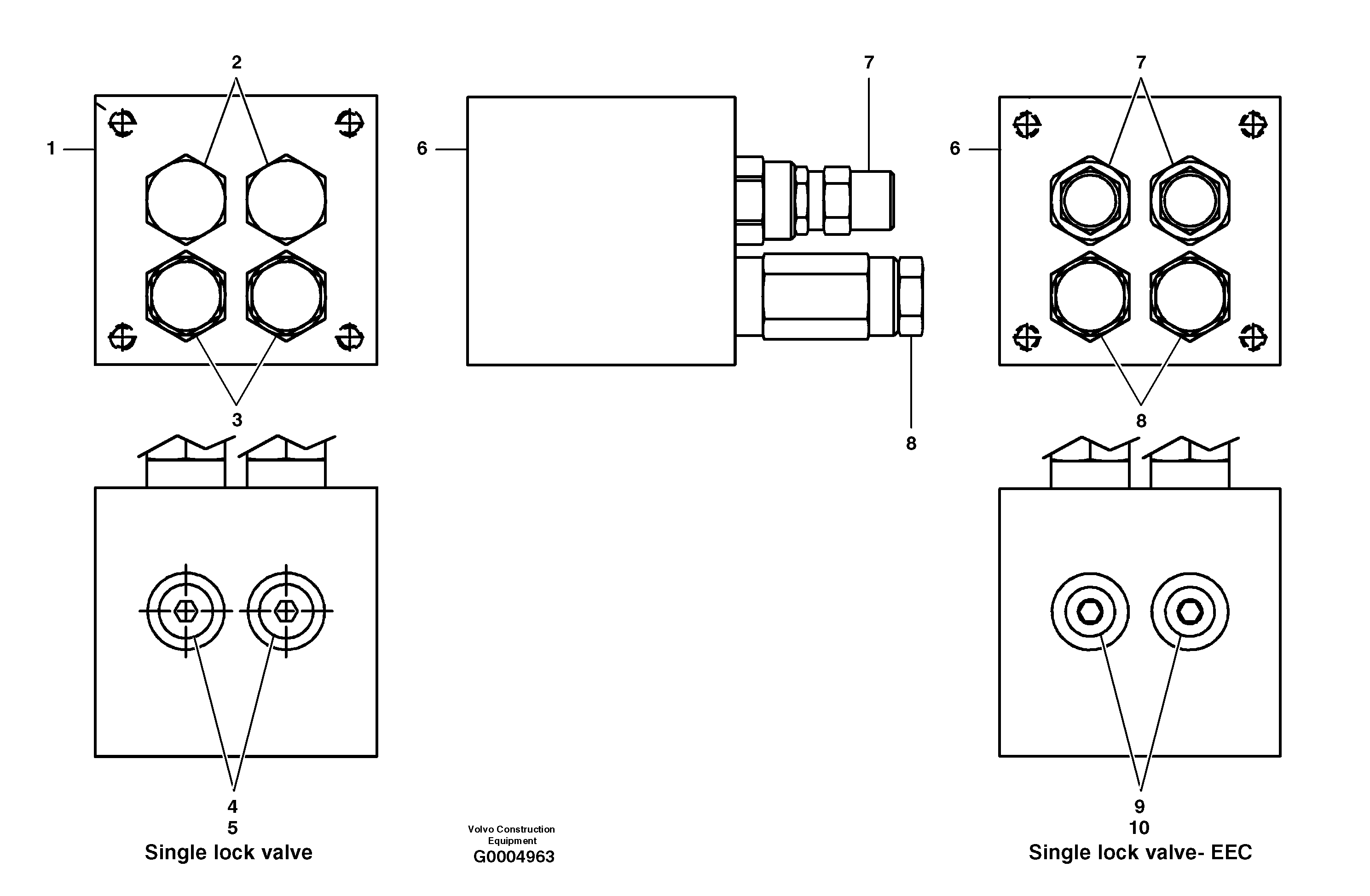 Схема запчастей Volvo G700 MODELS S/N 33000 - - 39242 Single lock valve 