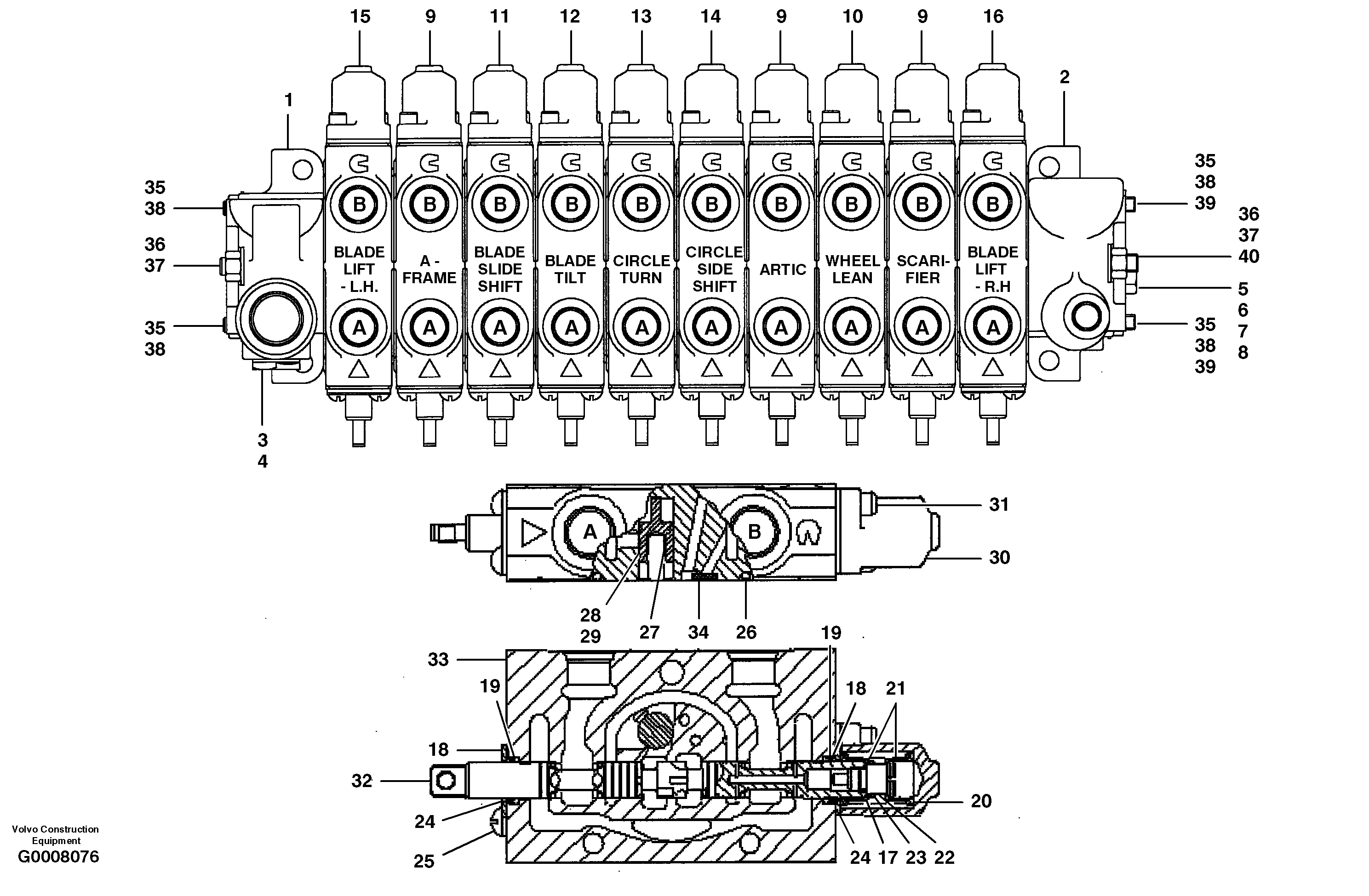 Схема запчастей Volvo G700 MODELS S/N 33000 - - 66173 Manifold valve 