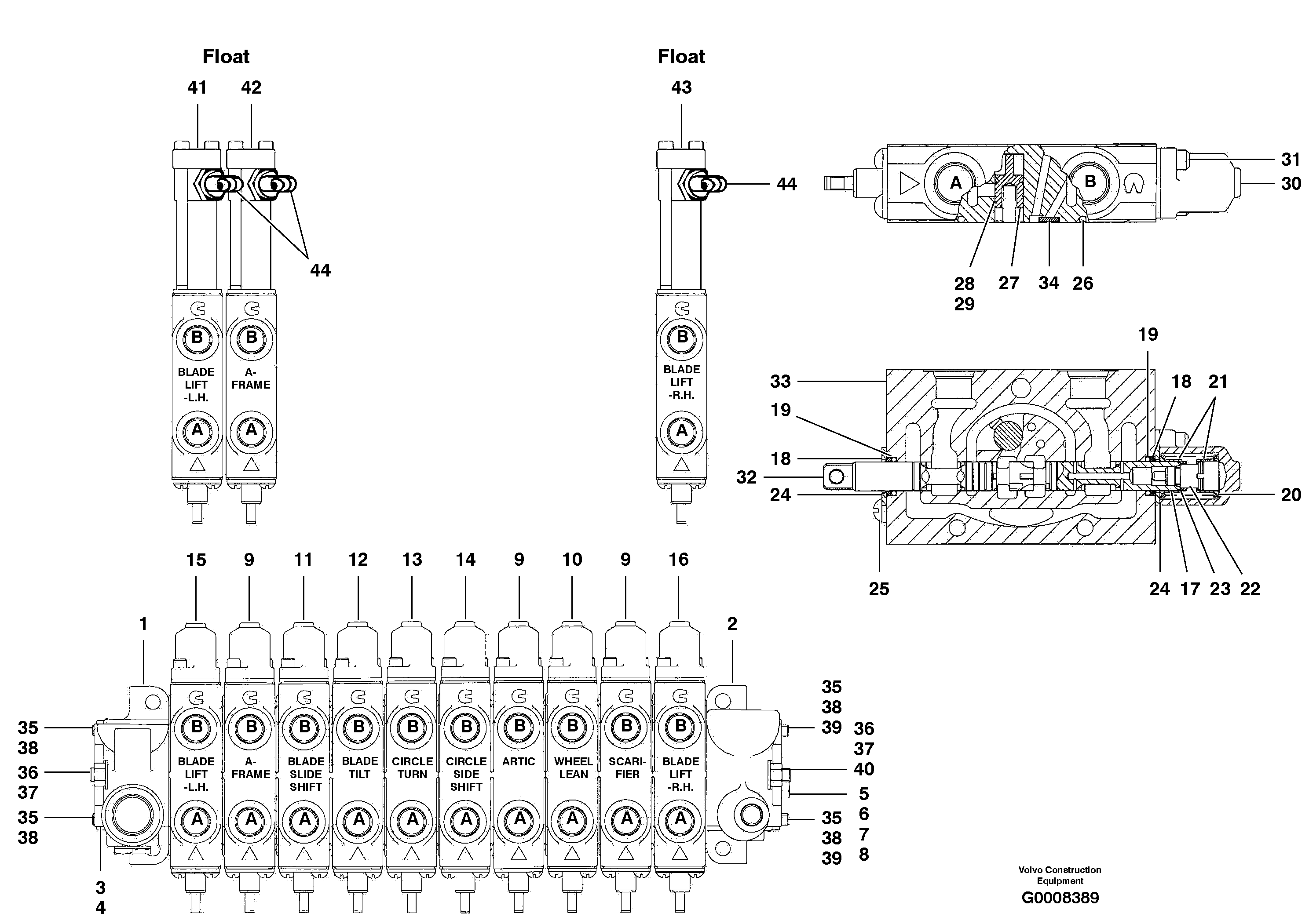 Схема запчастей Volvo G700B MODELS S/N 35000 - - 66175 Manifold valve 