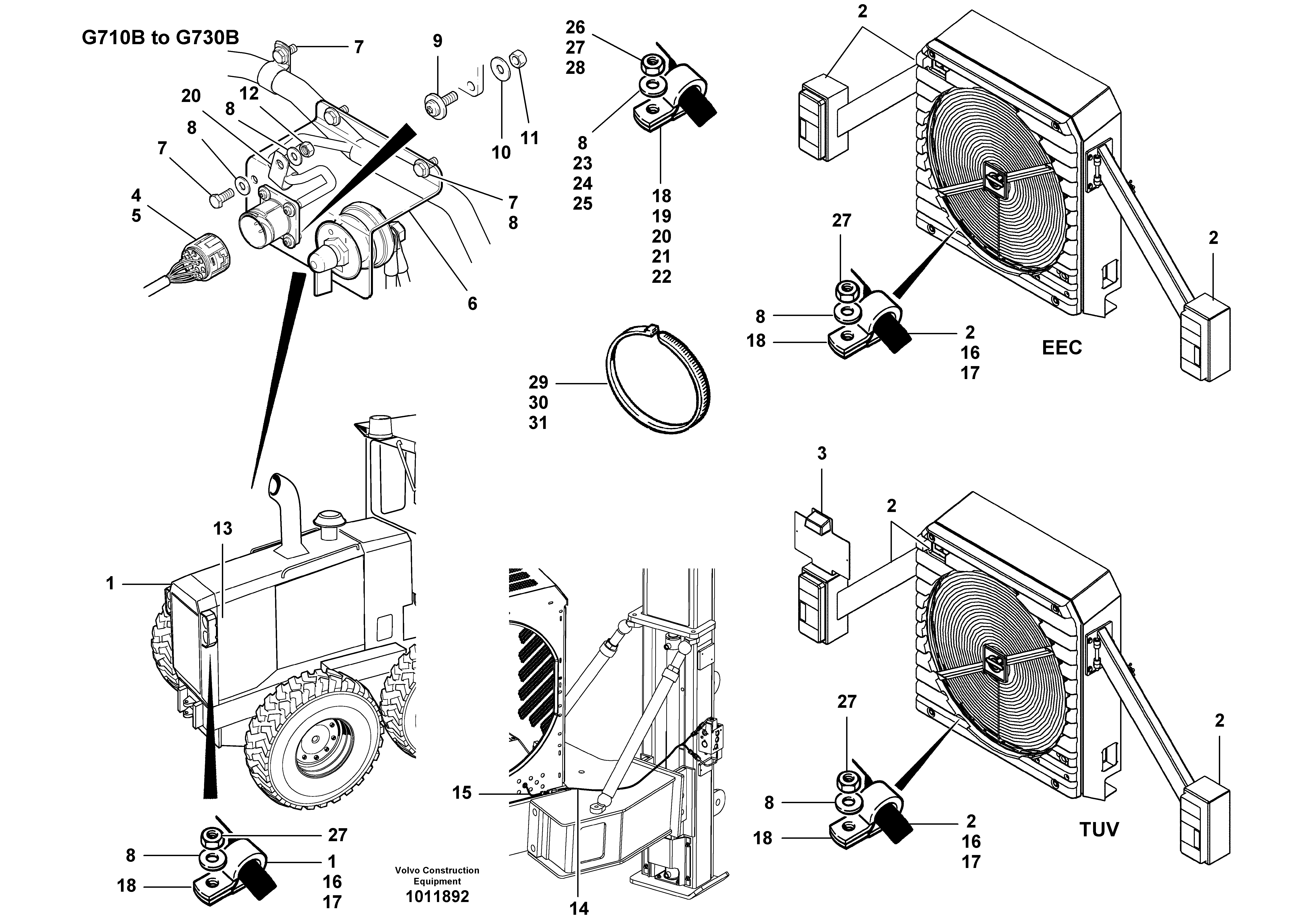 Схема запчастей Volvo G700B MODELS S/N 35000 - - 70015 Wiring harness - rear 