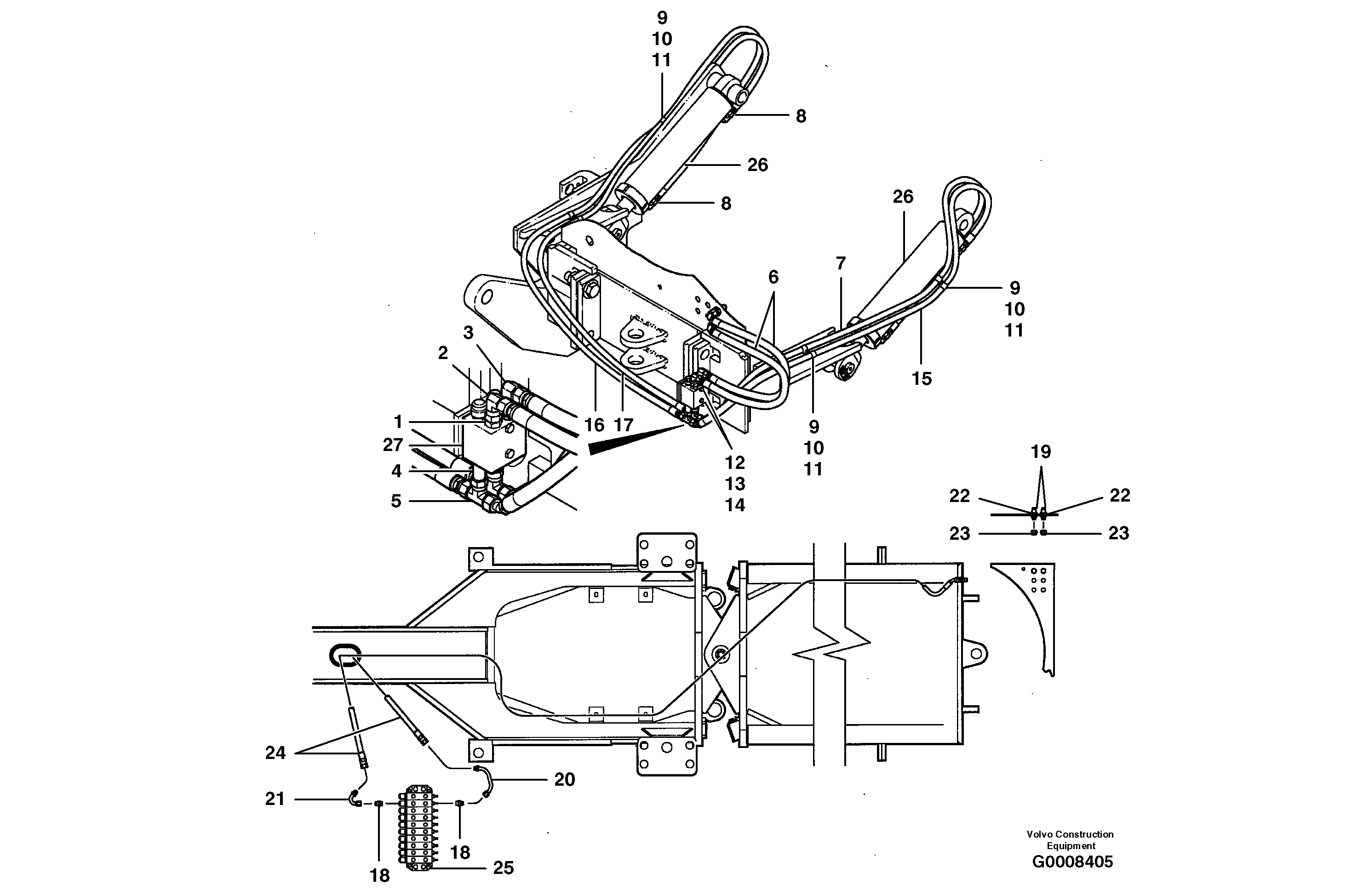 Схема запчастей Volvo G700B MODELS S/N 35000 - - 19600 Ripper circuit 