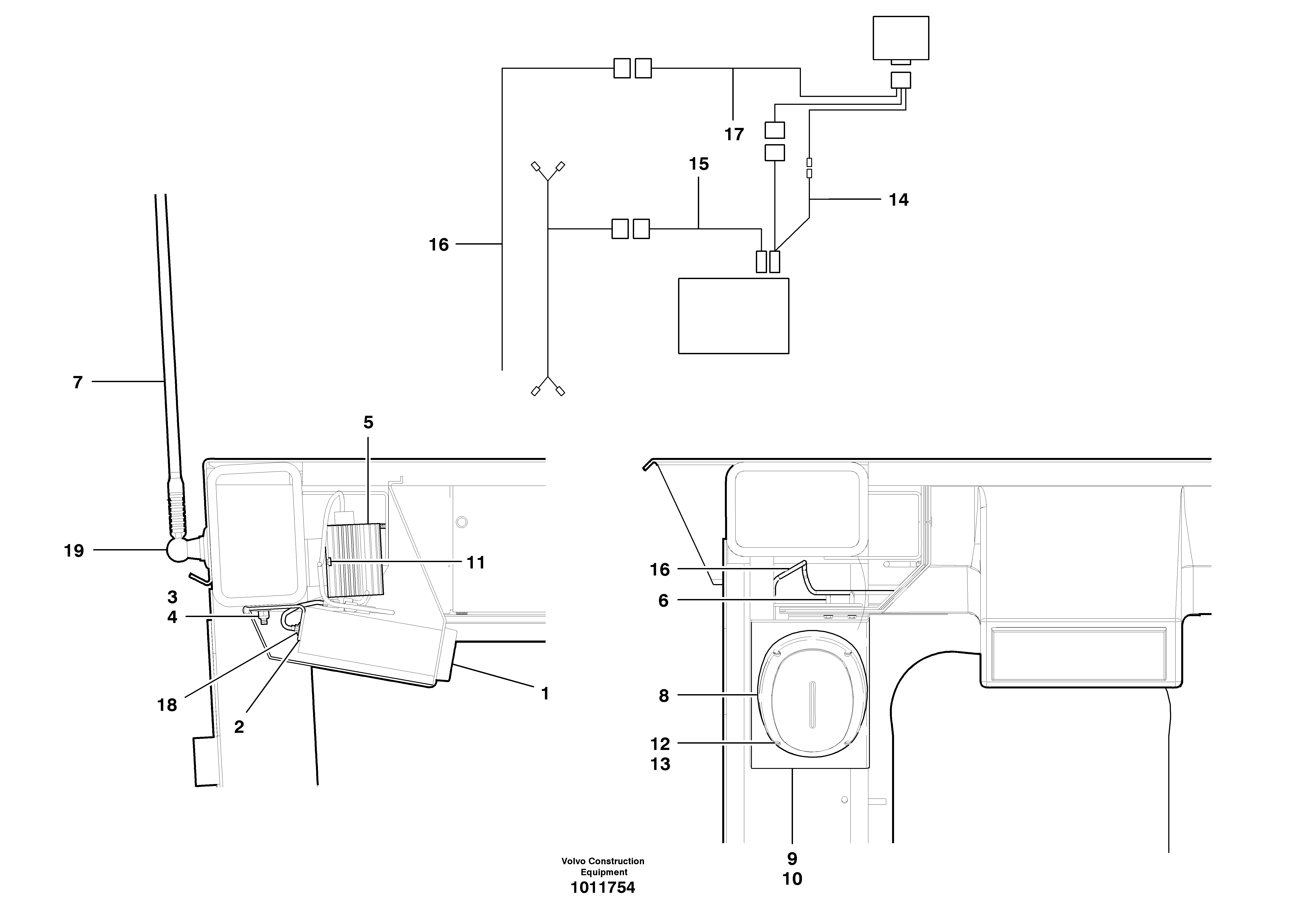 Схема запчастей Volvo G700B MODELS S/N 35000 - - 37649 Radio/cassette player 