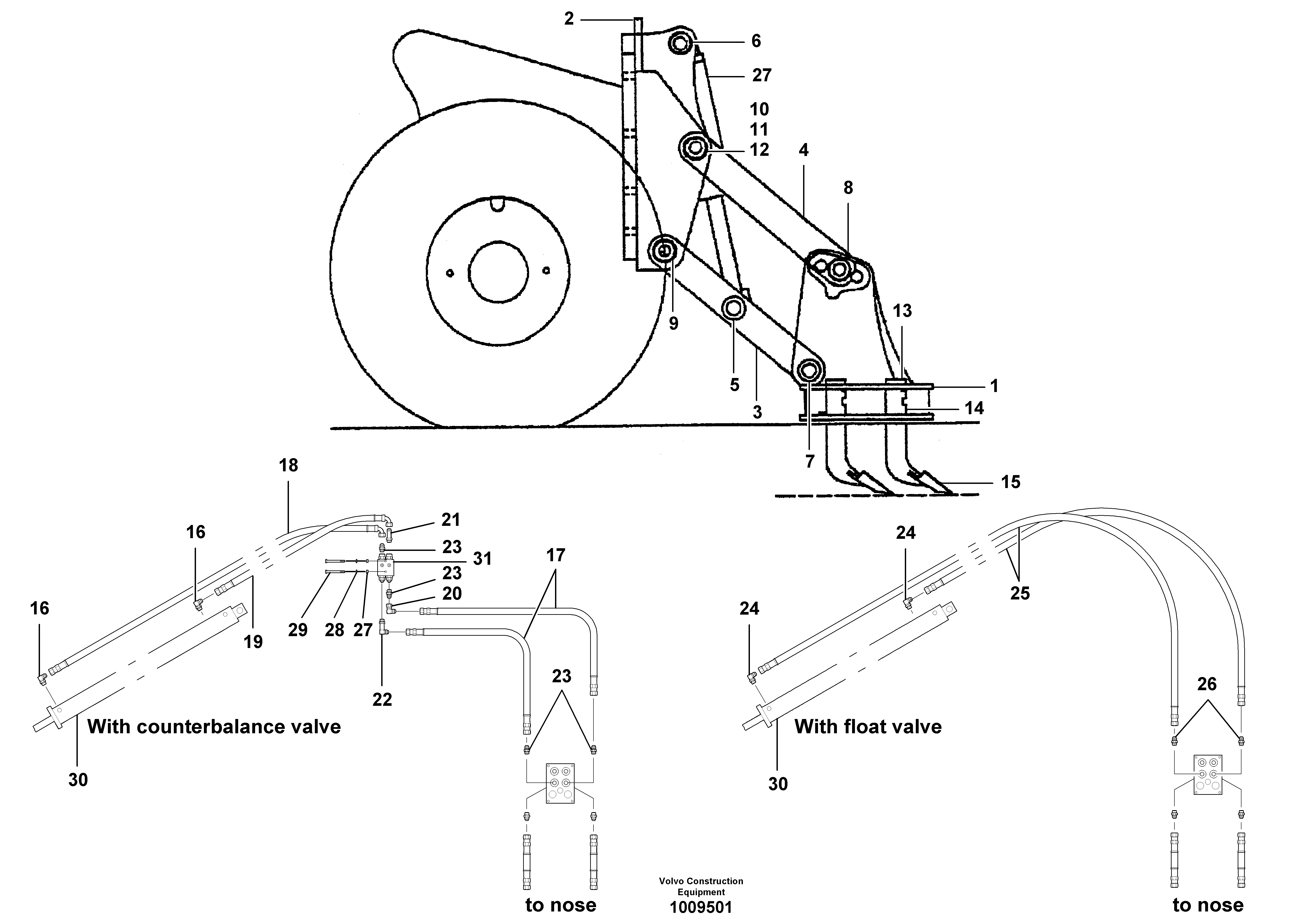 Схема запчастей Volvo G700B MODELS S/N 35000 - - 19606 Front mount scarifier and circuit 