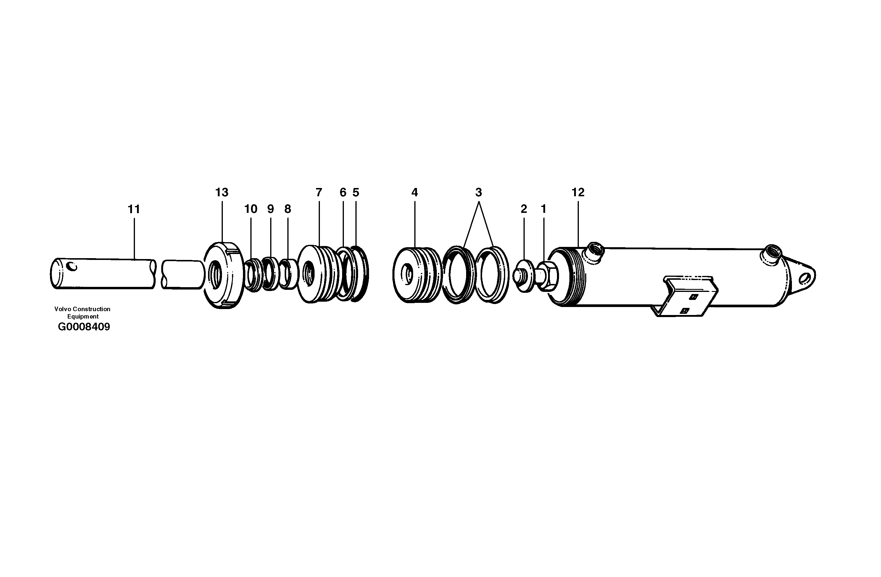 Схема запчастей Volvo G700B MODELS S/N 35000 - - 19607 Plow cylinder 