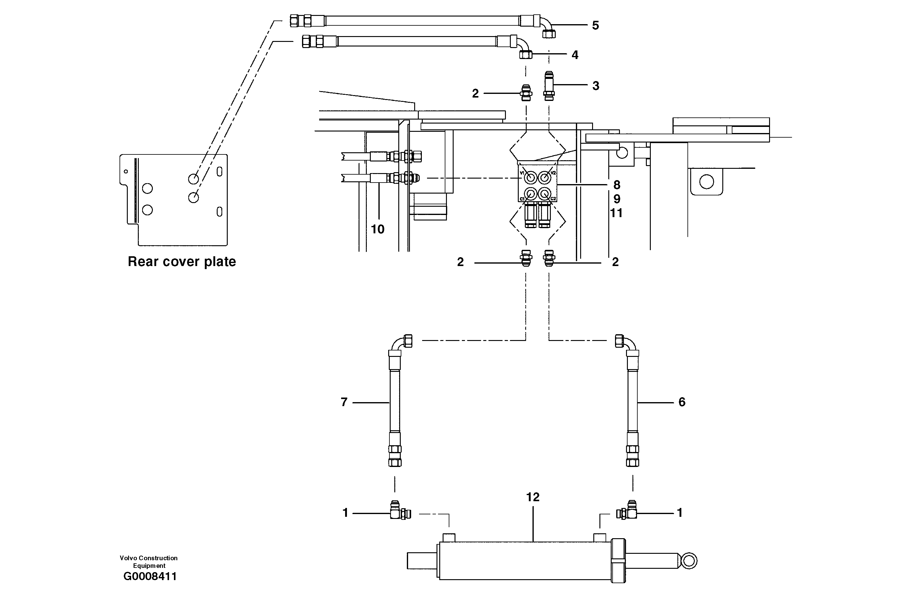 Схема запчастей Volvo G700B MODELS S/N 35000 - - 19609 Windrow eliminator circuit 