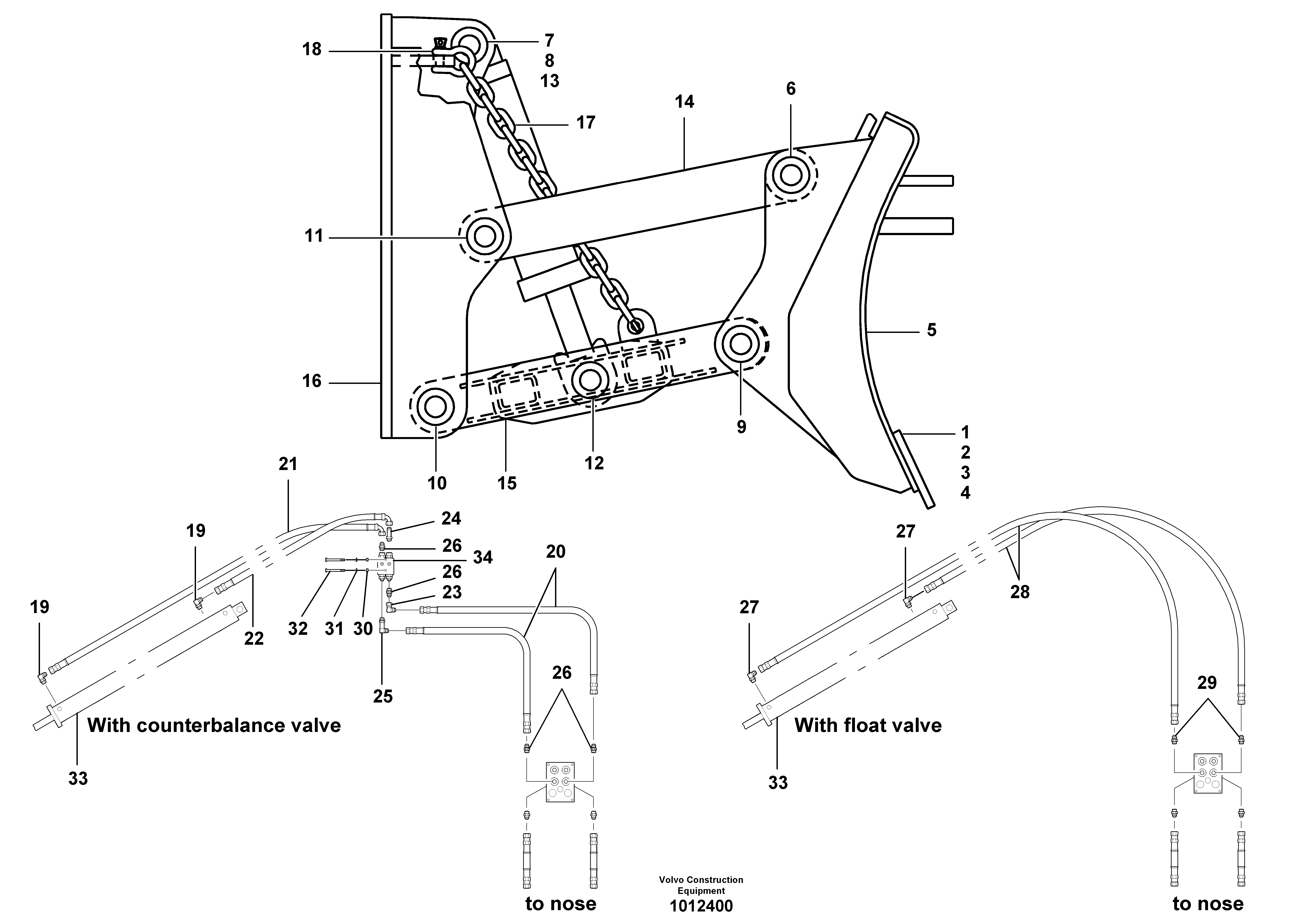 Схема запчастей Volvo G700B MODELS S/N 35000 - - 19611 Dozer blade and circuit 