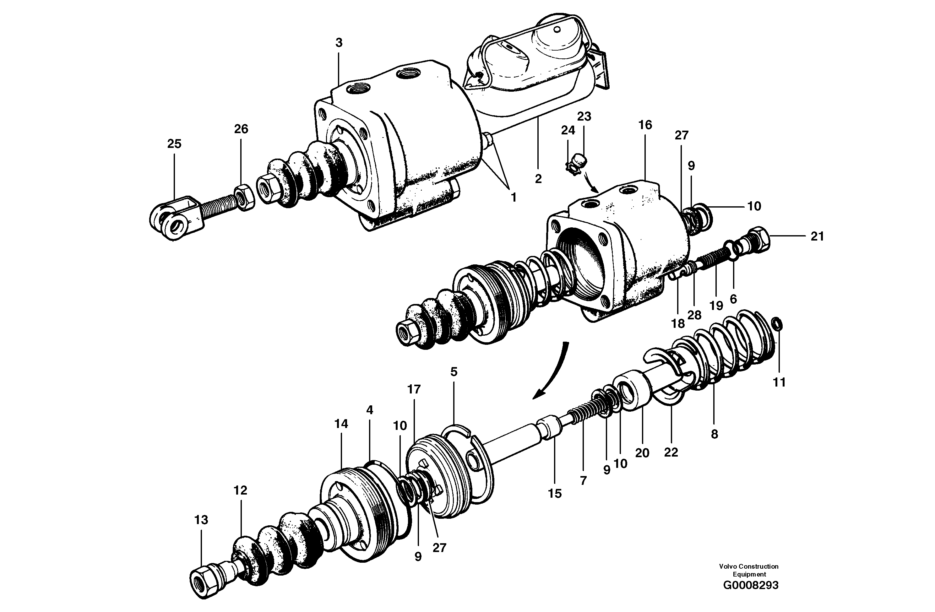 Схема запчастей Volvo G700B MODELS S/N 35000 - - 7841 Clutch booster 