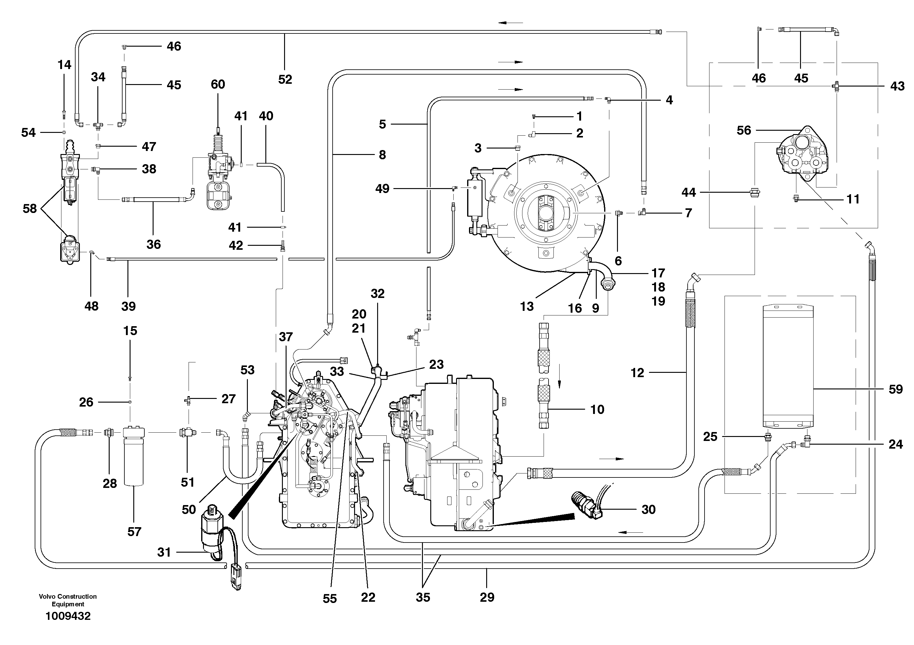 Схема запчастей Volvo G700B MODELS S/N 35000 - - 48084 Transmission hydraulic circuit 